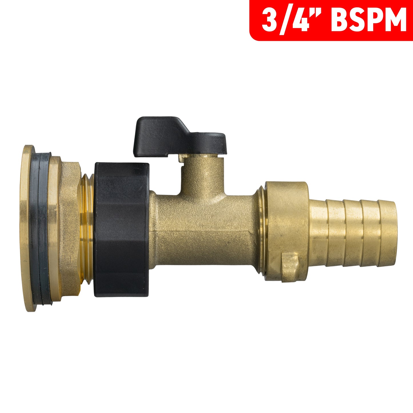 AP Supplies Water Butt Brass Kit 3/4" with Brass Valve + 19mm Barb and Drill Bit
