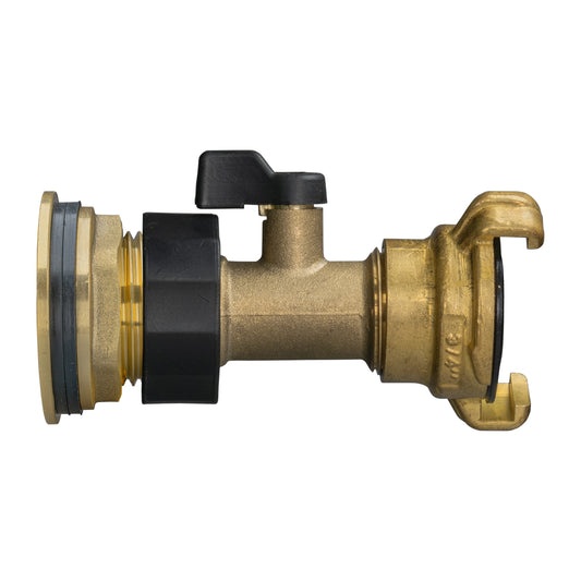 Water Butt Brass Kit 3/4in with Brass Valve + Geka Water Connector Claw Coupling