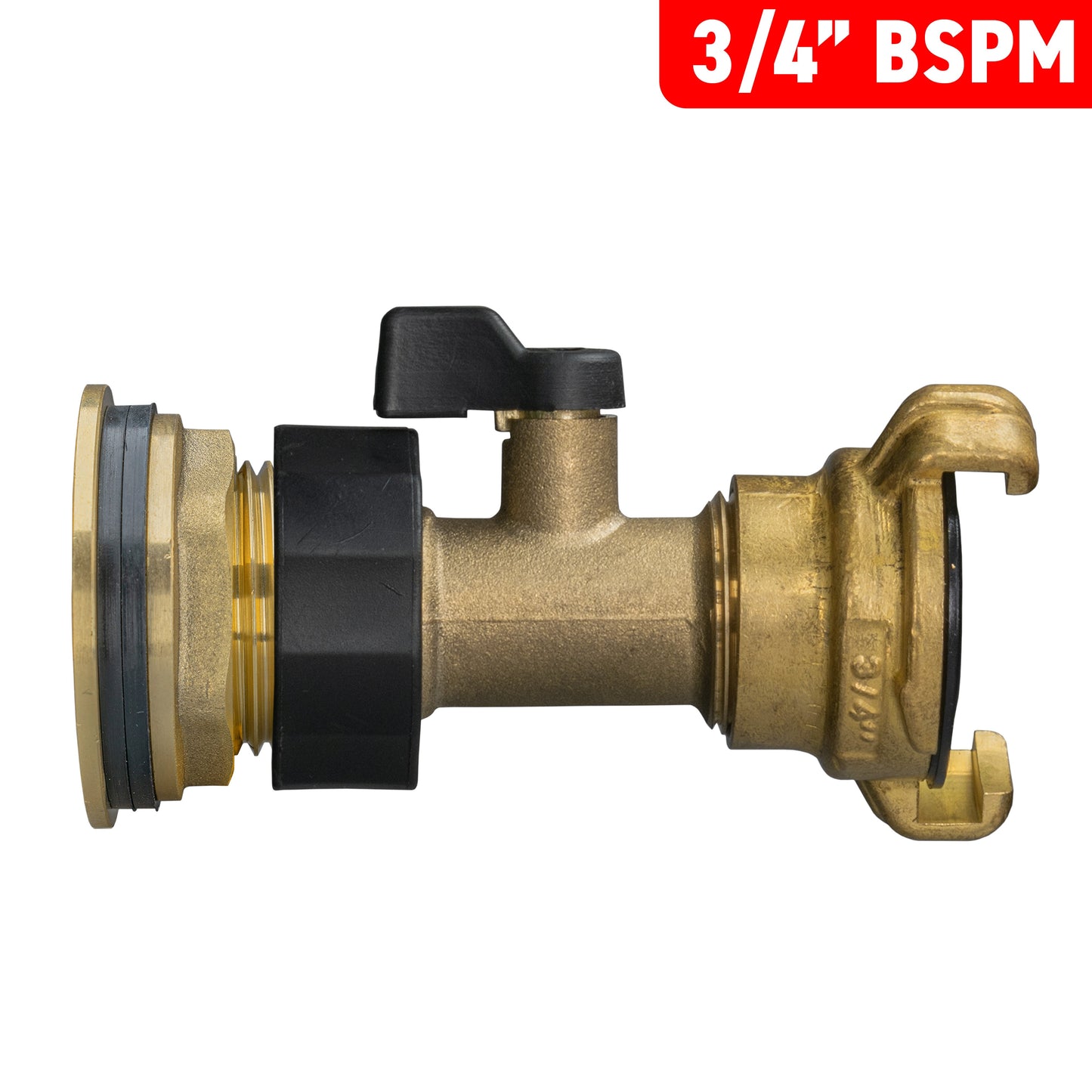 Water Butt Brass Kit 3/4in with Brass Valve + Geka Water Connector Claw Coupling