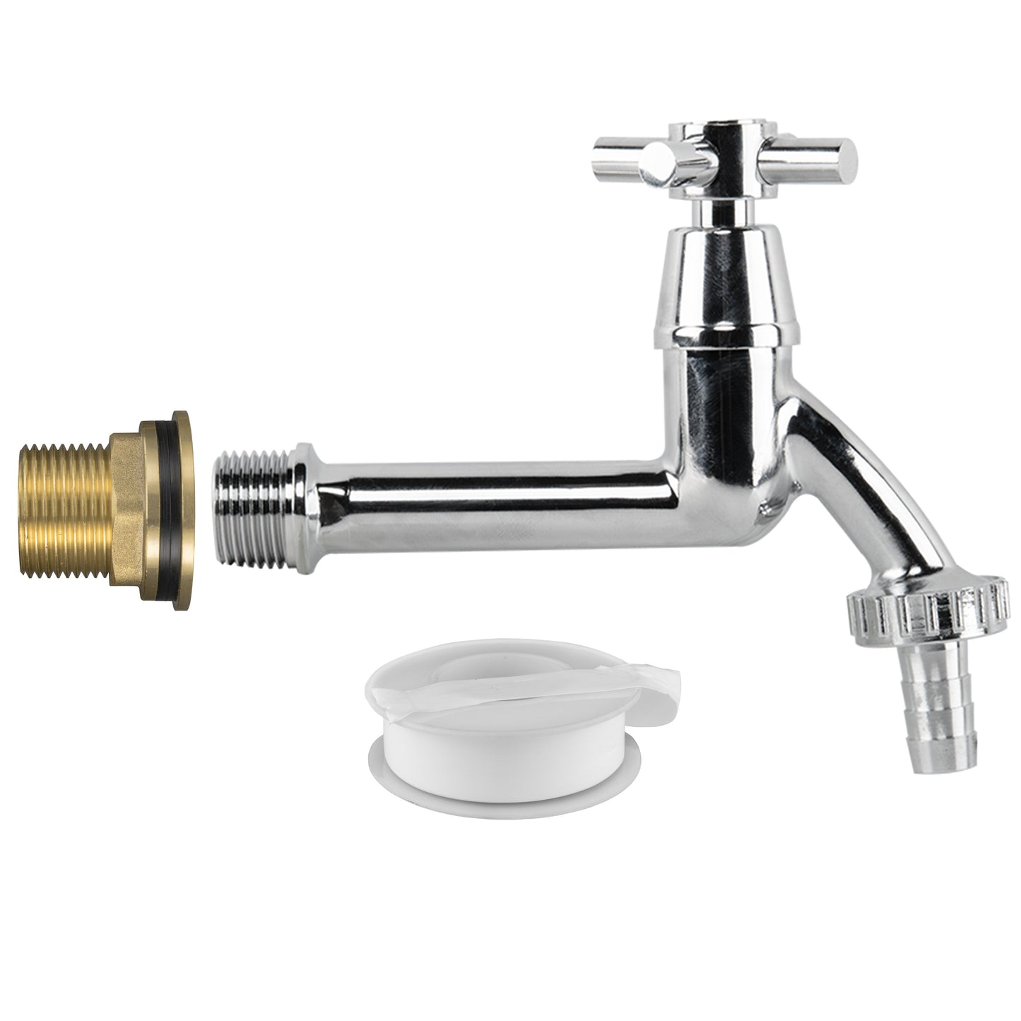 AP Supplies Water Butt Brass Kit 3/4" with Extended Brass Chrome Tap 1/2" Barb