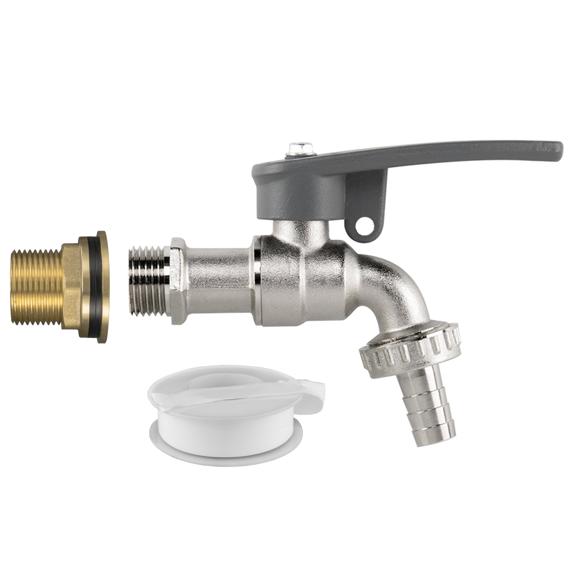 AP Supplies Water Butt Brass Kit 3/4" with Lever Tap Hose Barb and Side Lock and Drill Bit
