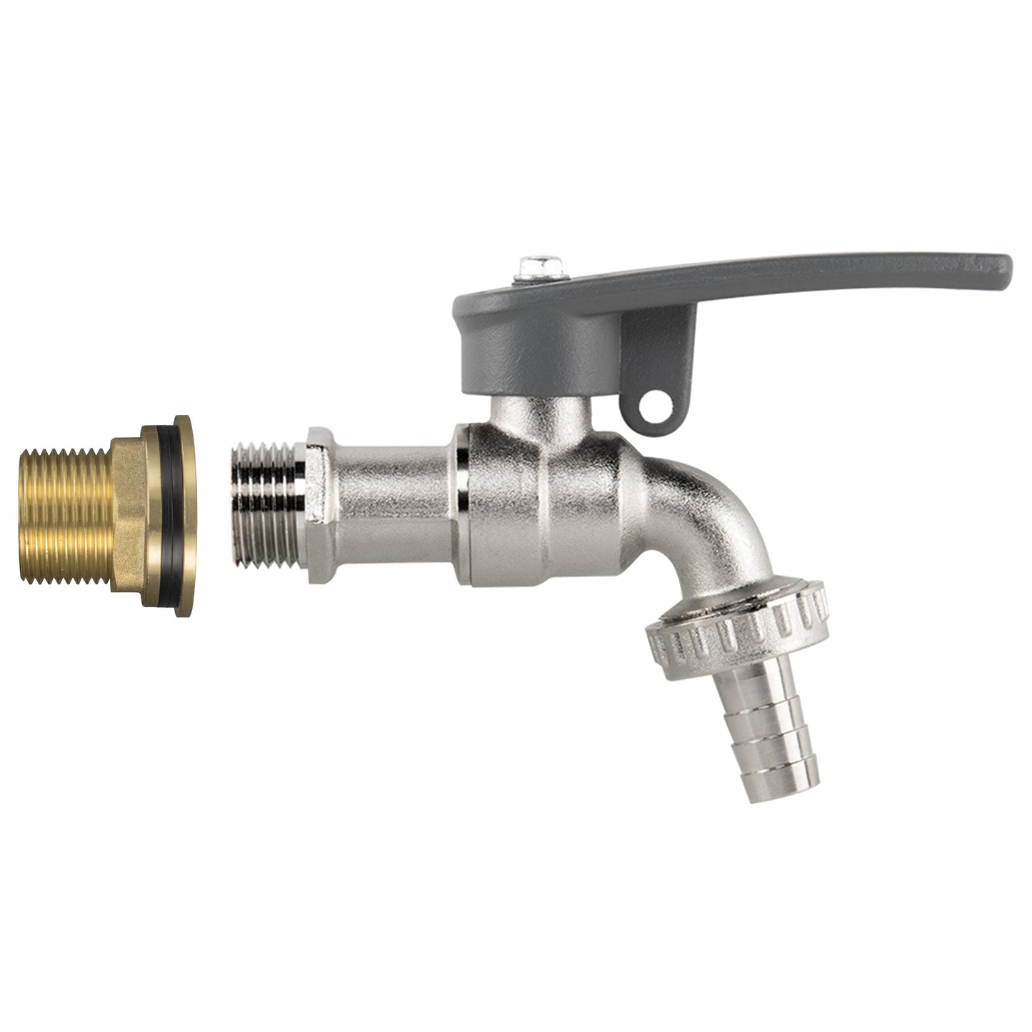 AP Supplies Water Butt Brass Kit 3/4" with Lever Tap Hose Barb and Side Lock