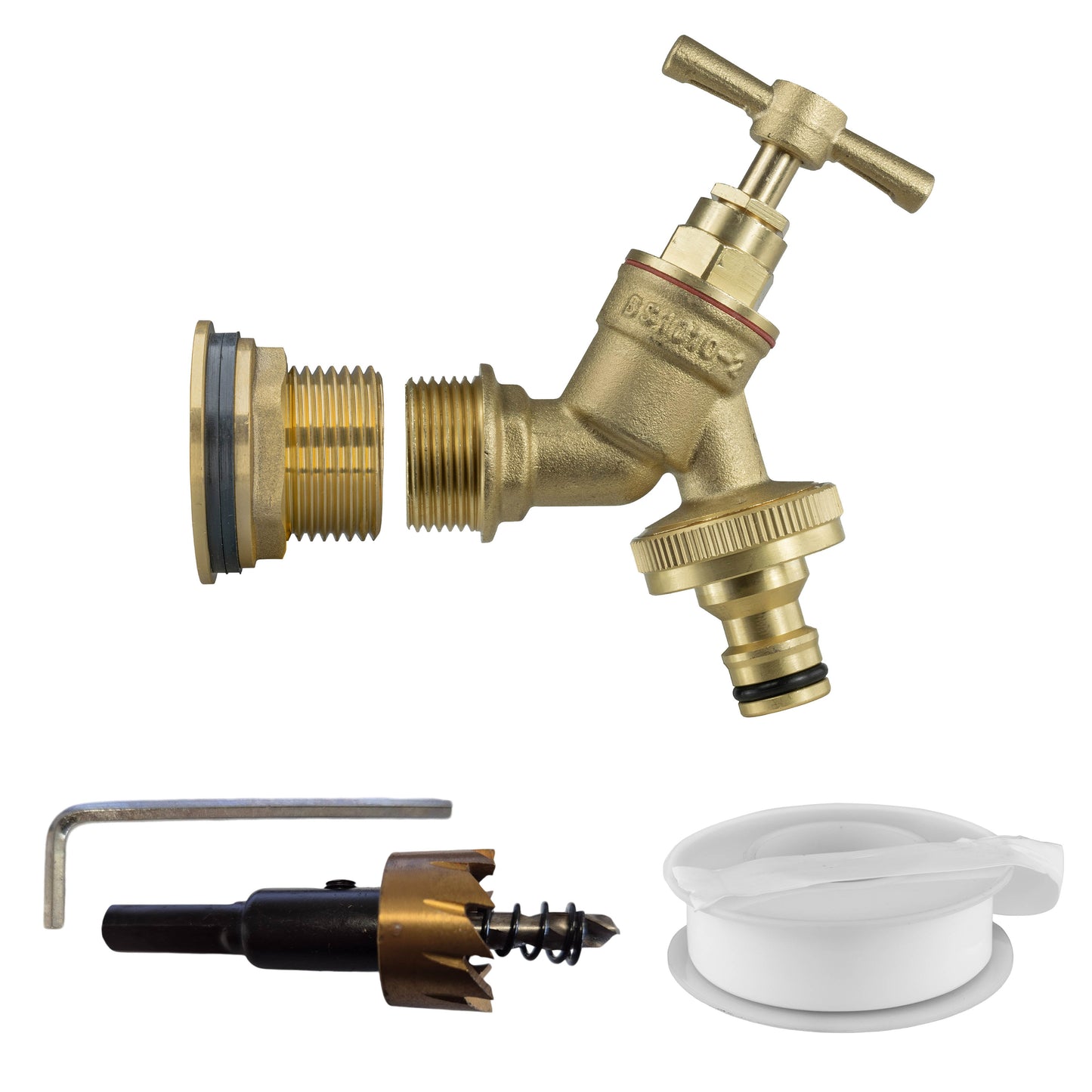 AP Supplies Water Butt Brass Kit 3/4" with Brass Quick Connect Tap and Drill Bit