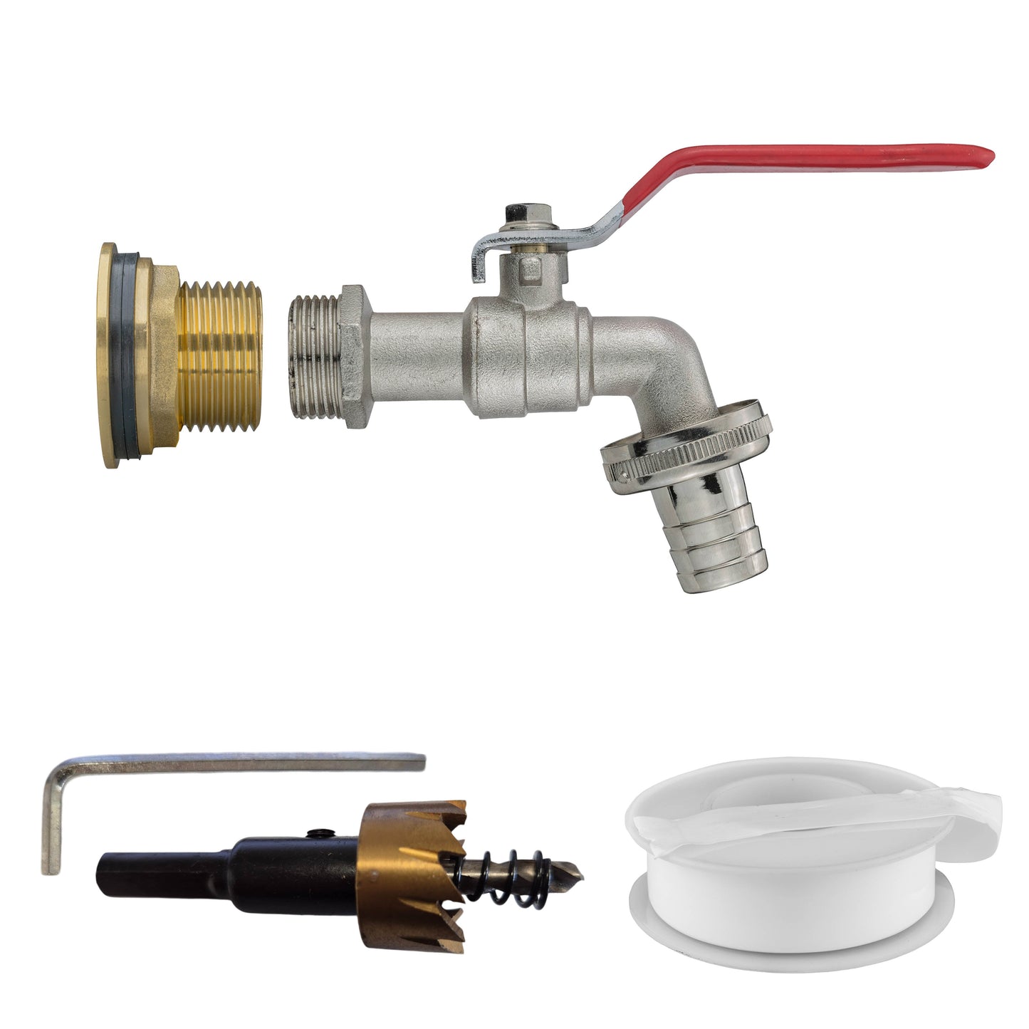 AP Supplies Water Butt Brass Kit 3/4" with Barbed Lever Tap and Drill Bit
