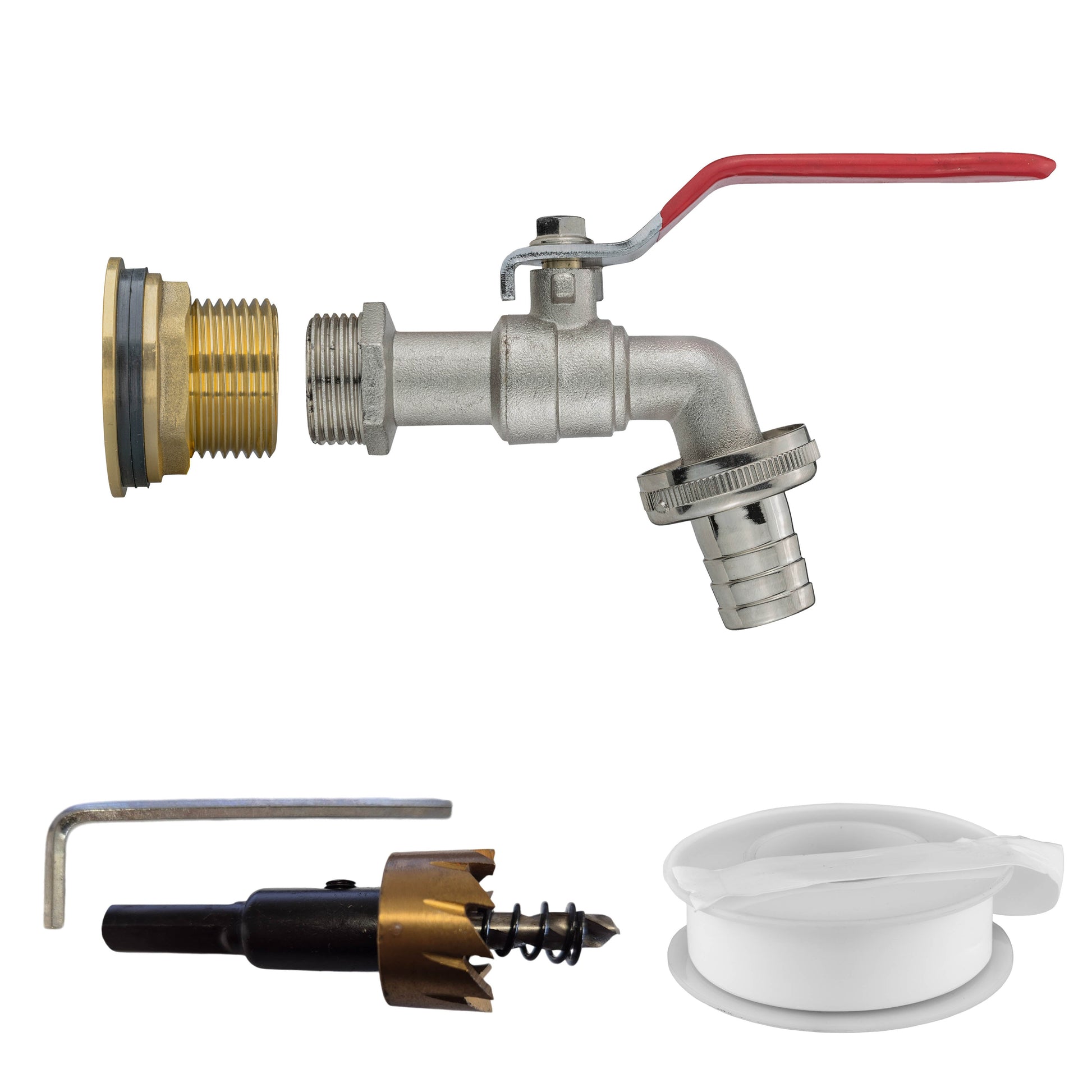 AP Supplies Water Butt Brass Kit 3/4" with Barbed Lever Tap and Drill Bit