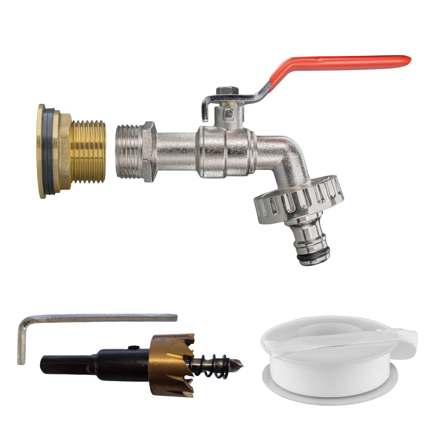 AP Supplies Water Butt Brass Kit 3/4" with Quick Connect Lever Tap and Drill Bit