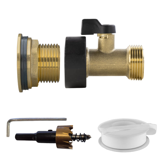 AP Supplies Water Butt Brass Kit 3/4" with Brass Valve and Drill Bit