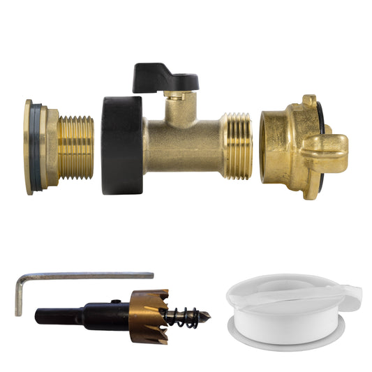 AP Supplies Water Butt Brass Kit 3/4" with Brass Valve + Geka and Drill Bit