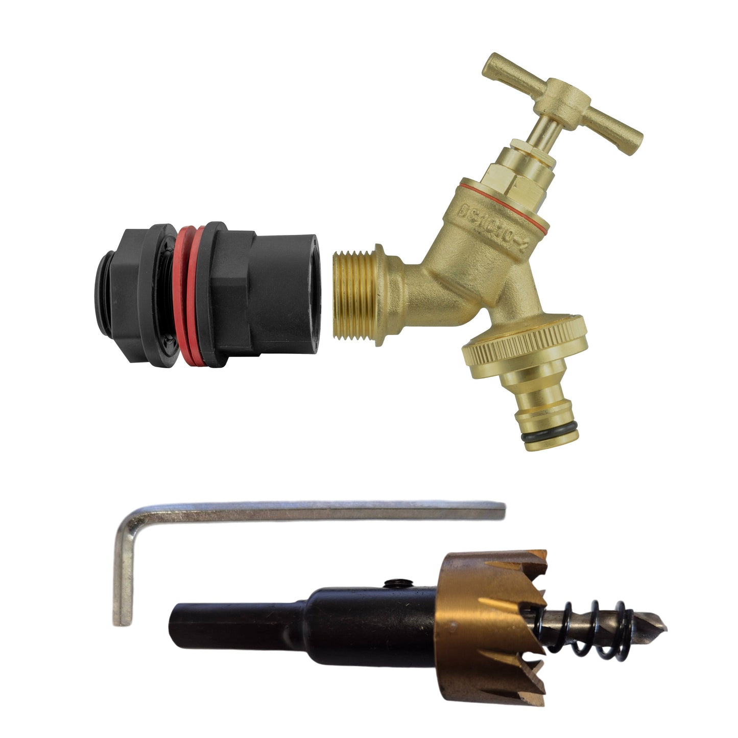 AP Supplies Water Butts Kit 1/2" with Brass Tap & Snap On and Drill Bit