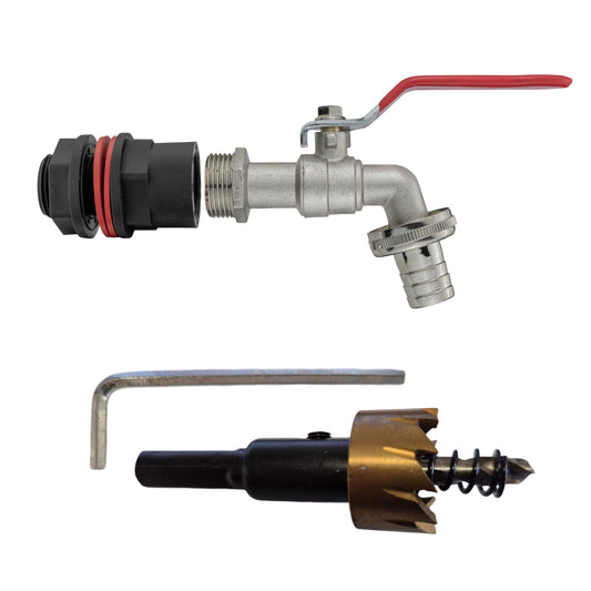 AP Supplies Water Butts Kit 1/2" With Lever Tap and Drill Bit