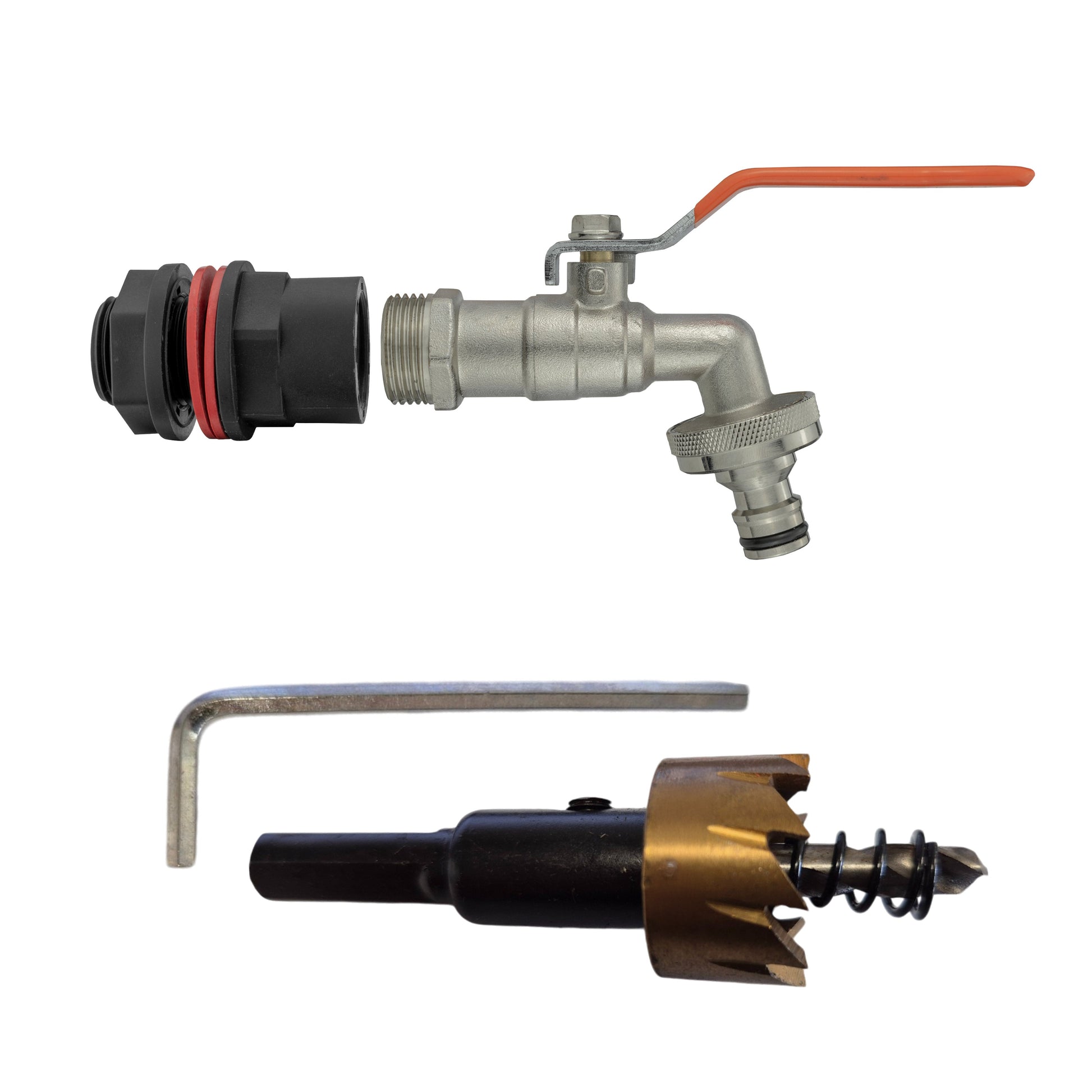 AP Supplies Water Butt Kit 1/2" with Quick Connect Lever Tap and Drill Bit