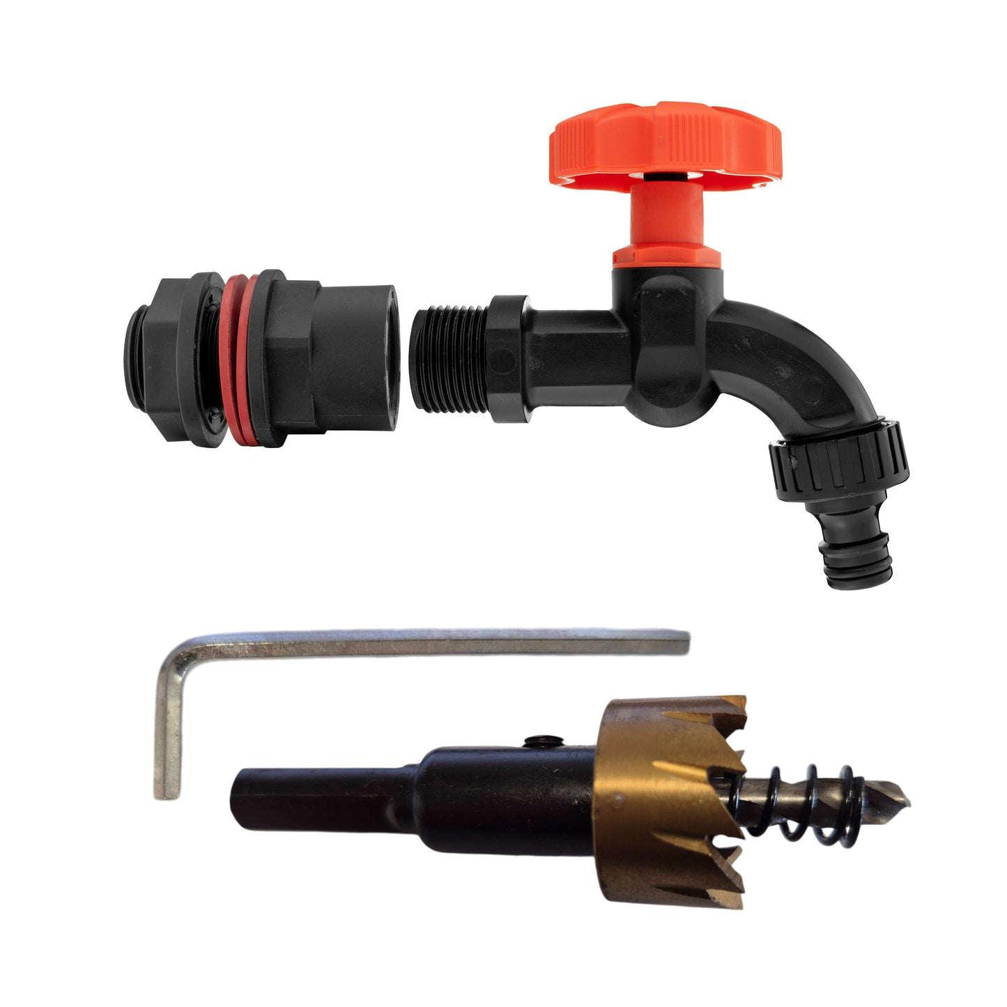 AP Supplies Water Butts Kit 1/2" With PP Black Tap and Drill Bit