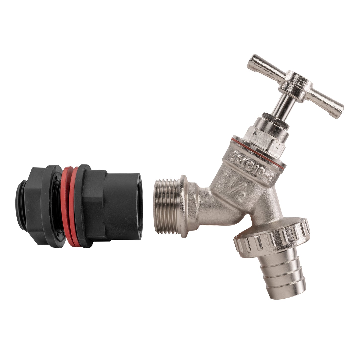 Water Butt Kit 1/2in with Nickel Plated Barbed Tap Hose Pipe Fitting Tap Adapter
