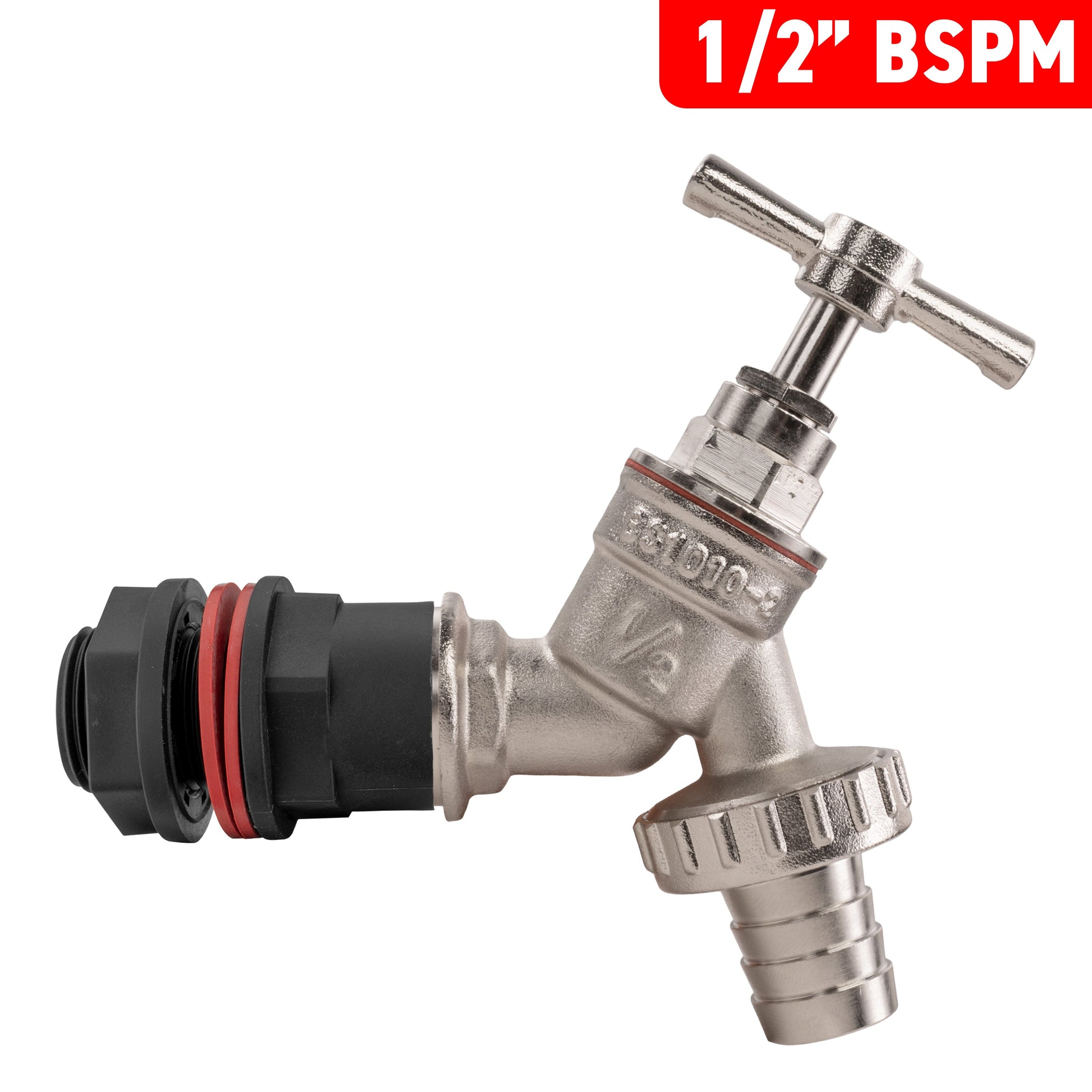 AP Supplies Water Butt Kit 1/2" with Nickel Plated Barbed Tap and Drill Bit