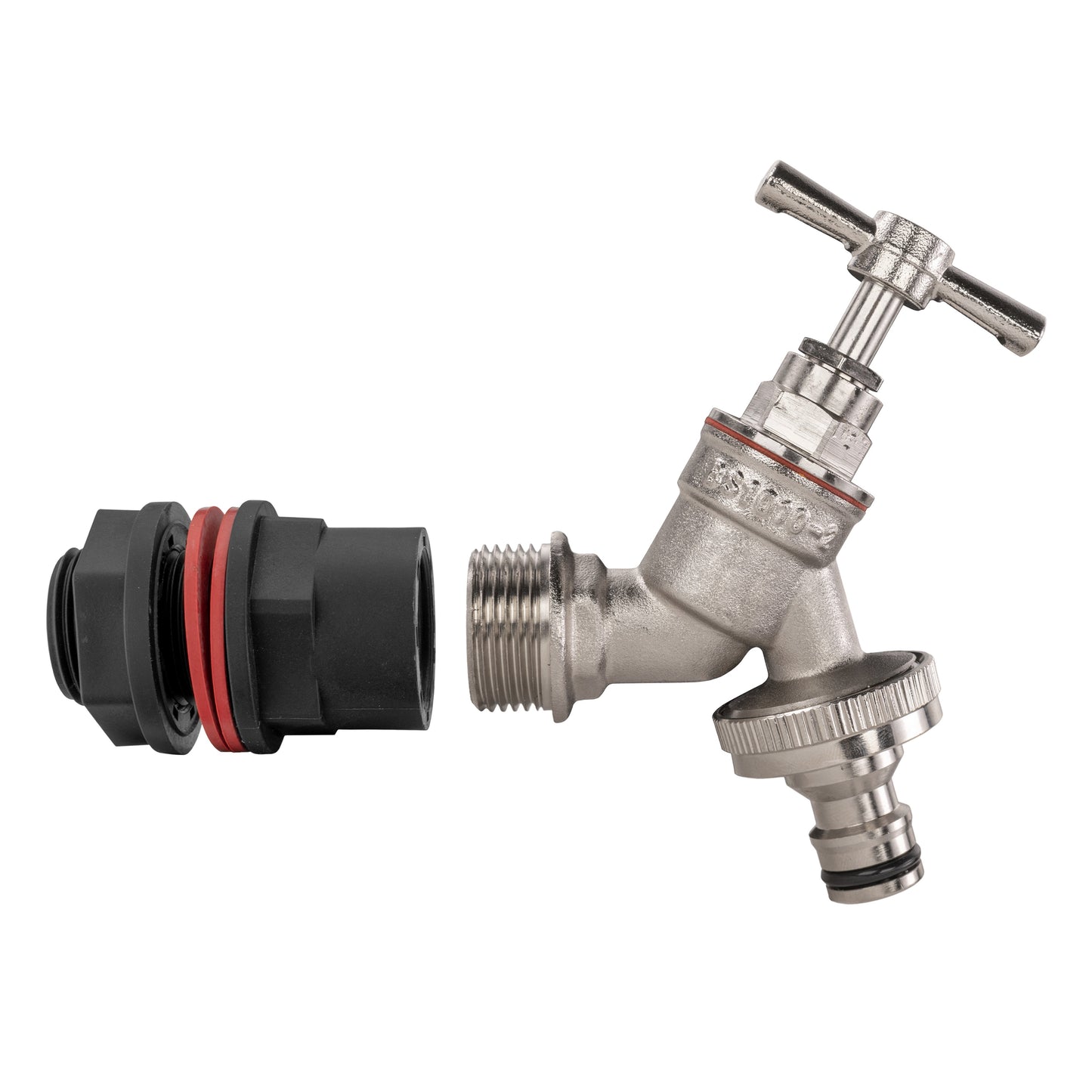 Water Butt Kit 1/2in with Nickel Plated Quick Connect Tap for Hose Connector Set