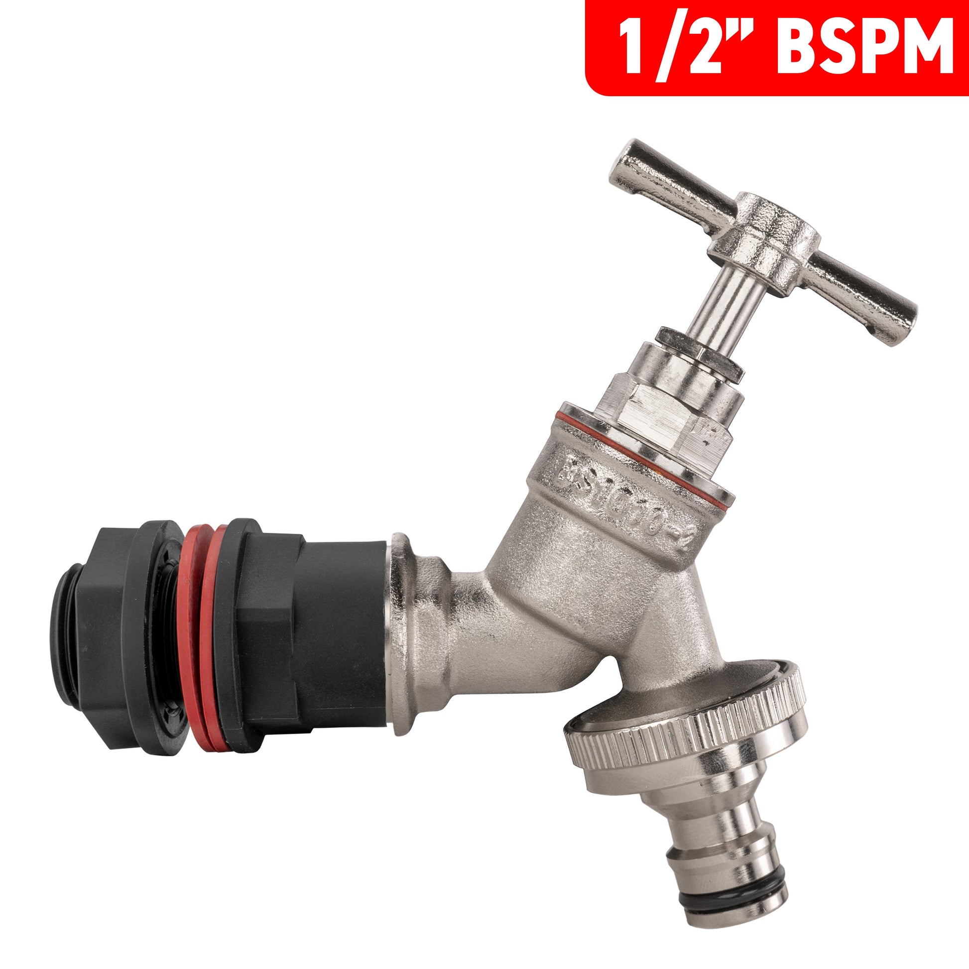 AP Supplies Water Butt Kit 1/2" with Nickel Plated Quick Connect Tap and Drill Bit