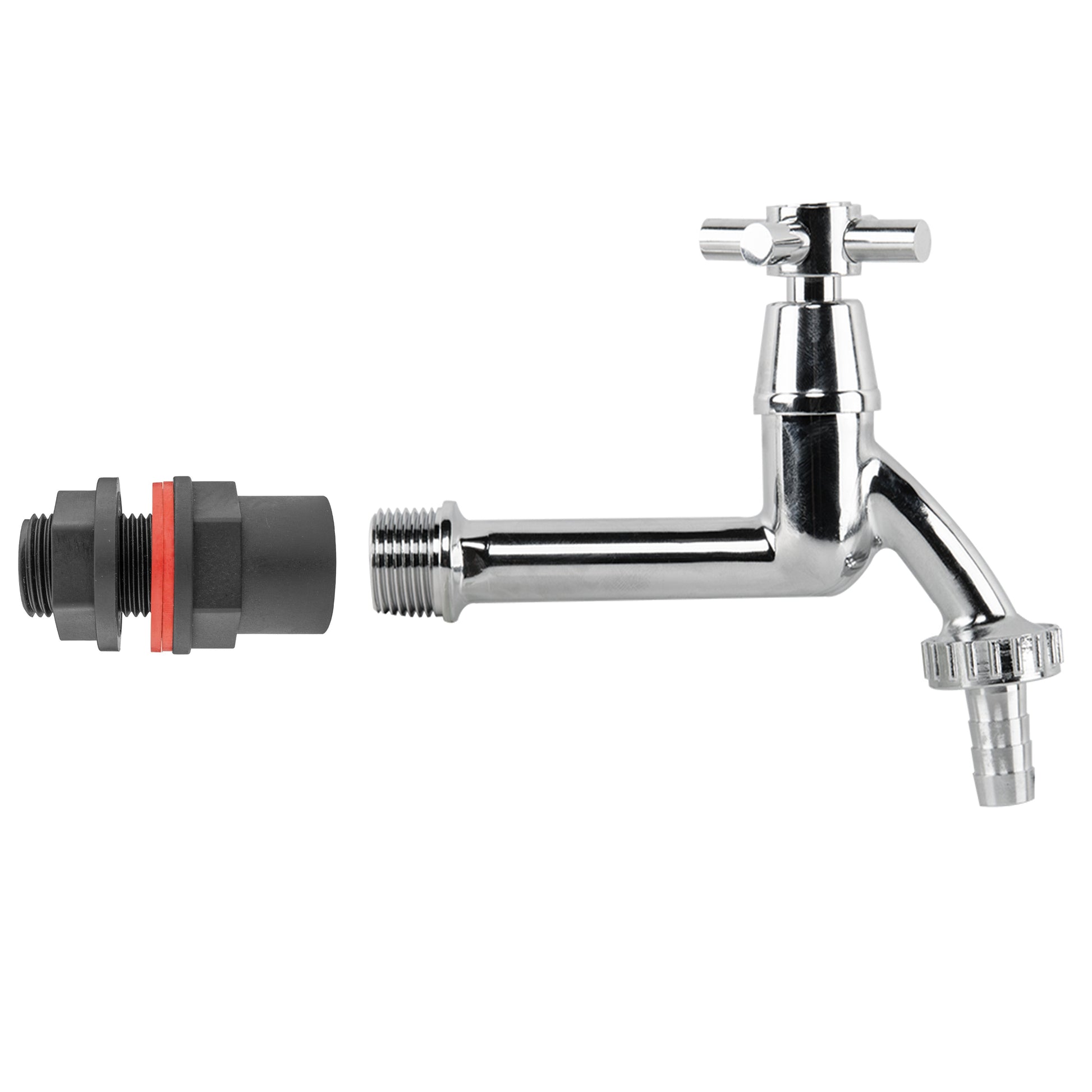 AP Supplies Water Butt Kit 1/2" with Extended Brass Chrome Tap 1/2" Barb