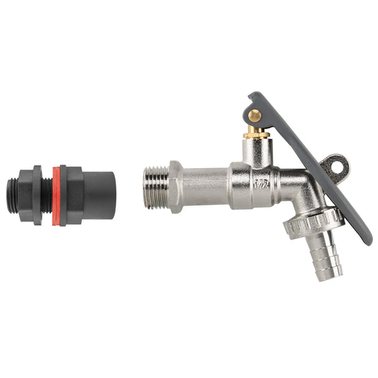 AP Supplies Water Butt Kit 1/2" with Lever Tap Hose Barb and Lever Lock