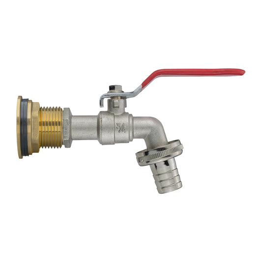 Water Butt Brass Kit 1in with Barbed Lever Tap Hose Pipe Fitting Water Connector