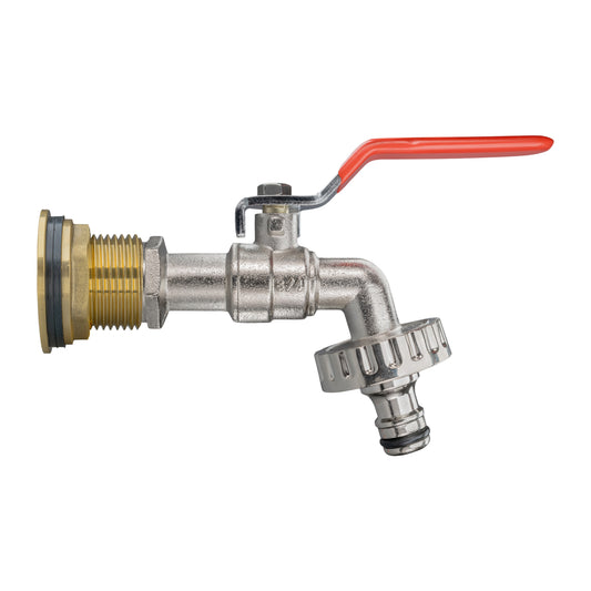 Water Butt Brass Kit 1in with Quick Connect Lever Tap for DIY Workshop Accessory