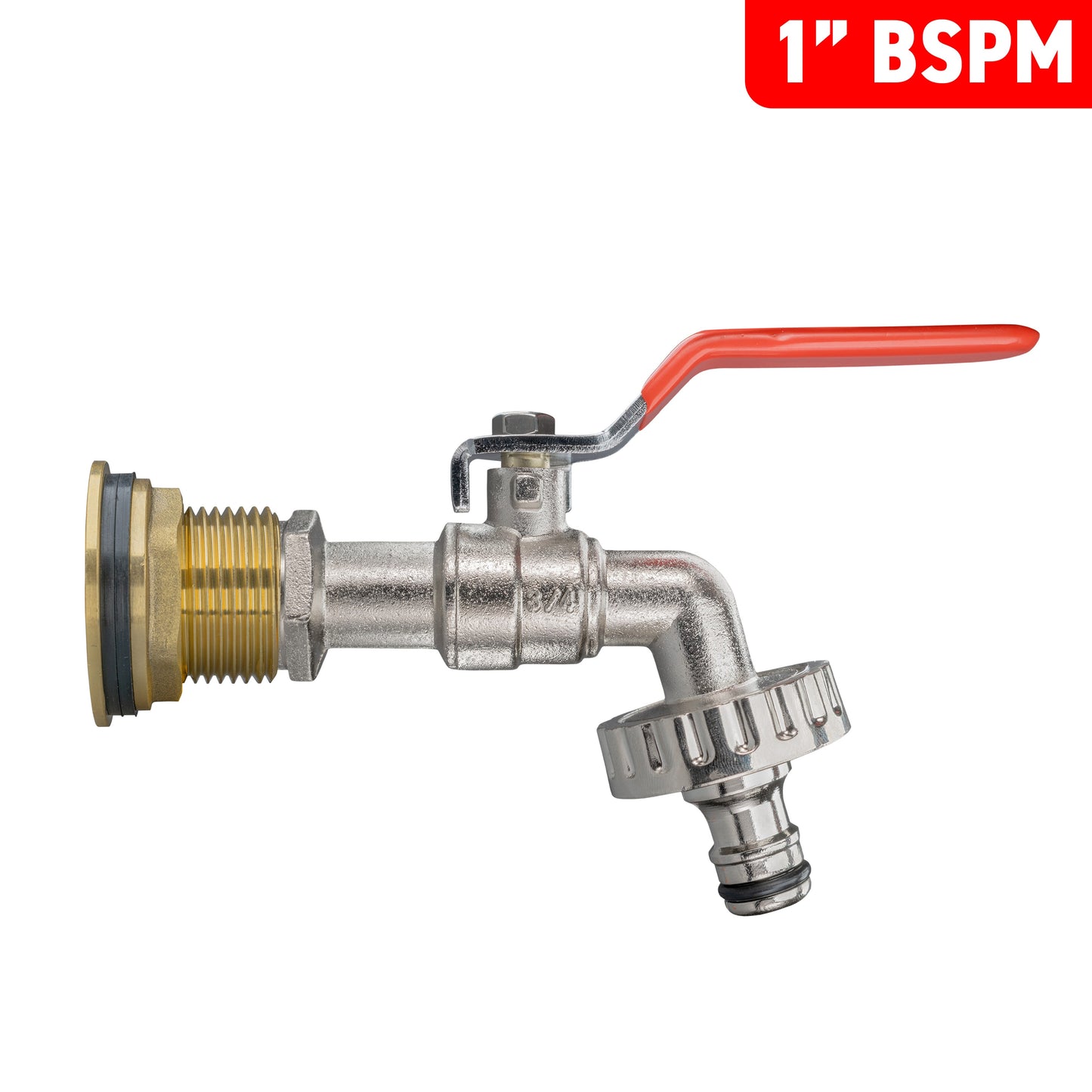 Water Butt Brass Kit 1in with Quick Connect Lever Tap for DIY Workshop Accessory