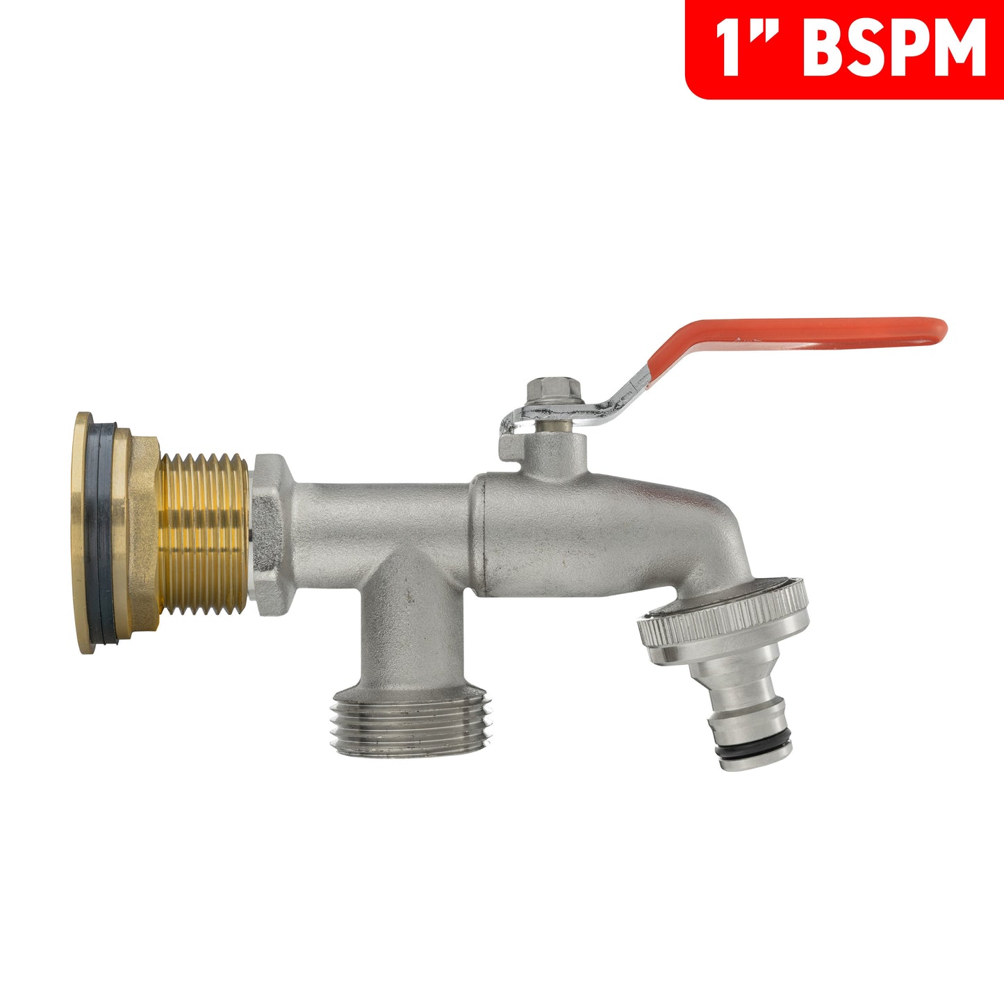 AP Supplies Water Butt Brass Kit 1" with Double Tap and Drill Bit