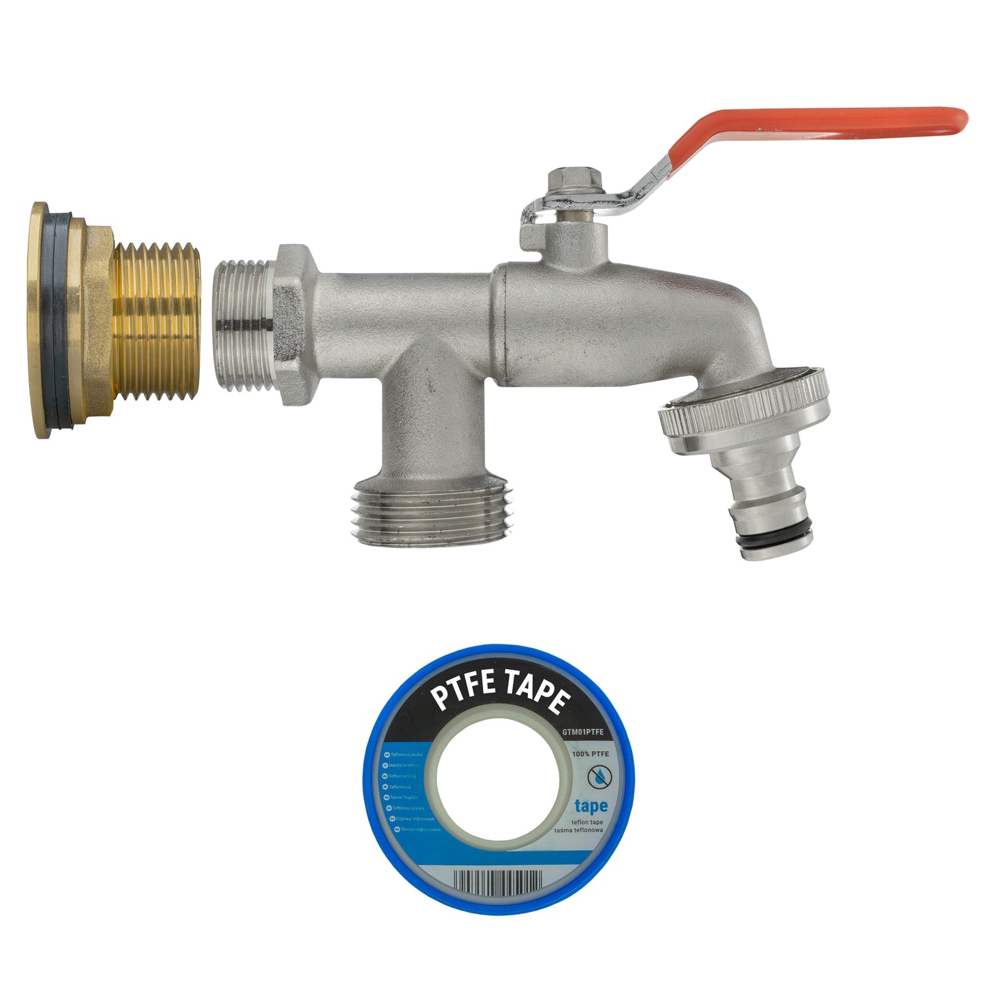AP Supplies Water Butt Brass Kit 1" with Double Tap and Drill Bit