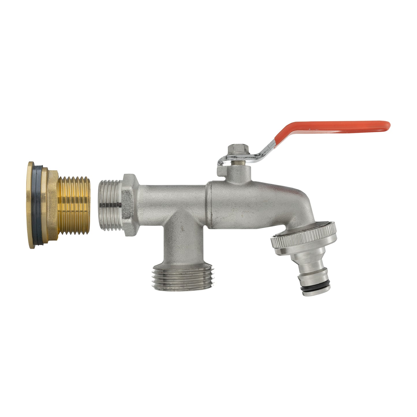 Water Butt Brass Kit 1in with Double Tap Outdoor Watering Kit Hose Connector Set