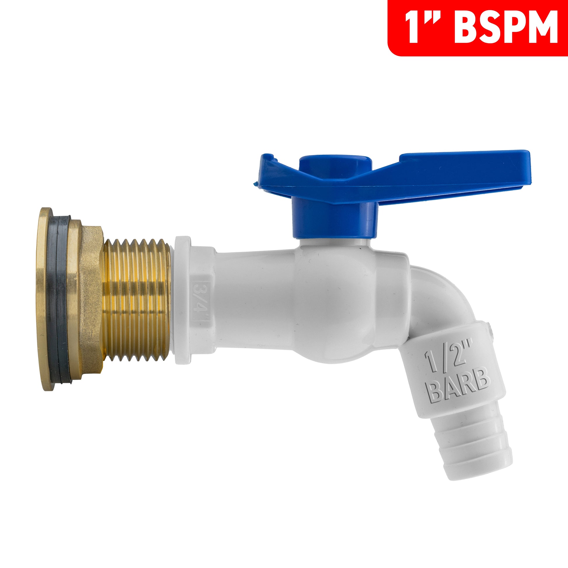 AP Supplies Water Butt Brass Kit 1" with White PVC Tap and Drill Bit