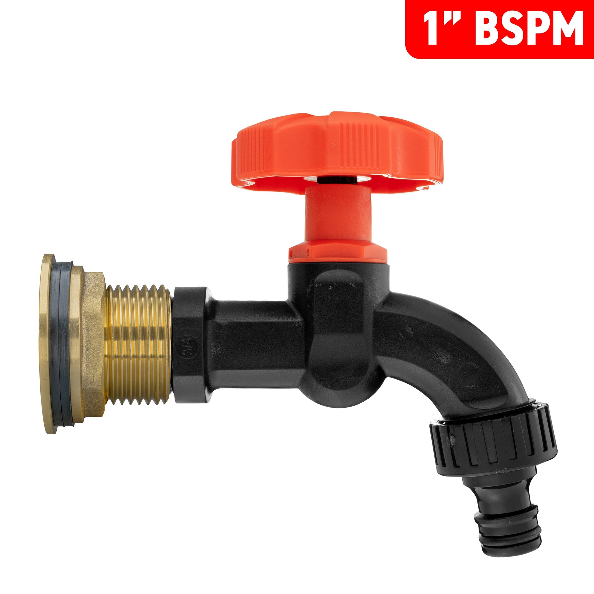AP Supplies Water Butt Brass Kit 1" with Black Dial Tap and Drill Bit
