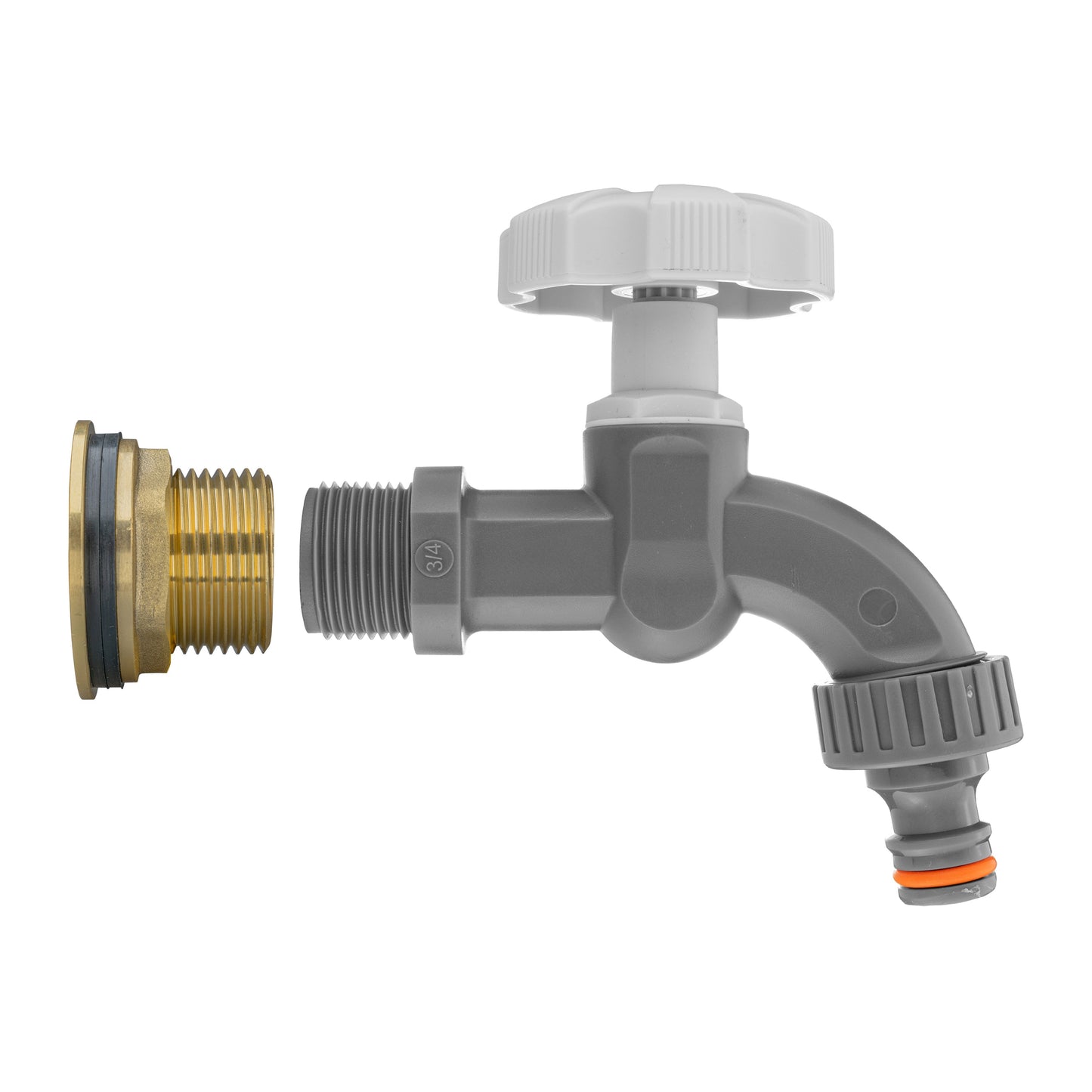 Water Butt Brass Kit 1in with Grey Dial Tap Hose Connector Set Hose Pipe Fitting