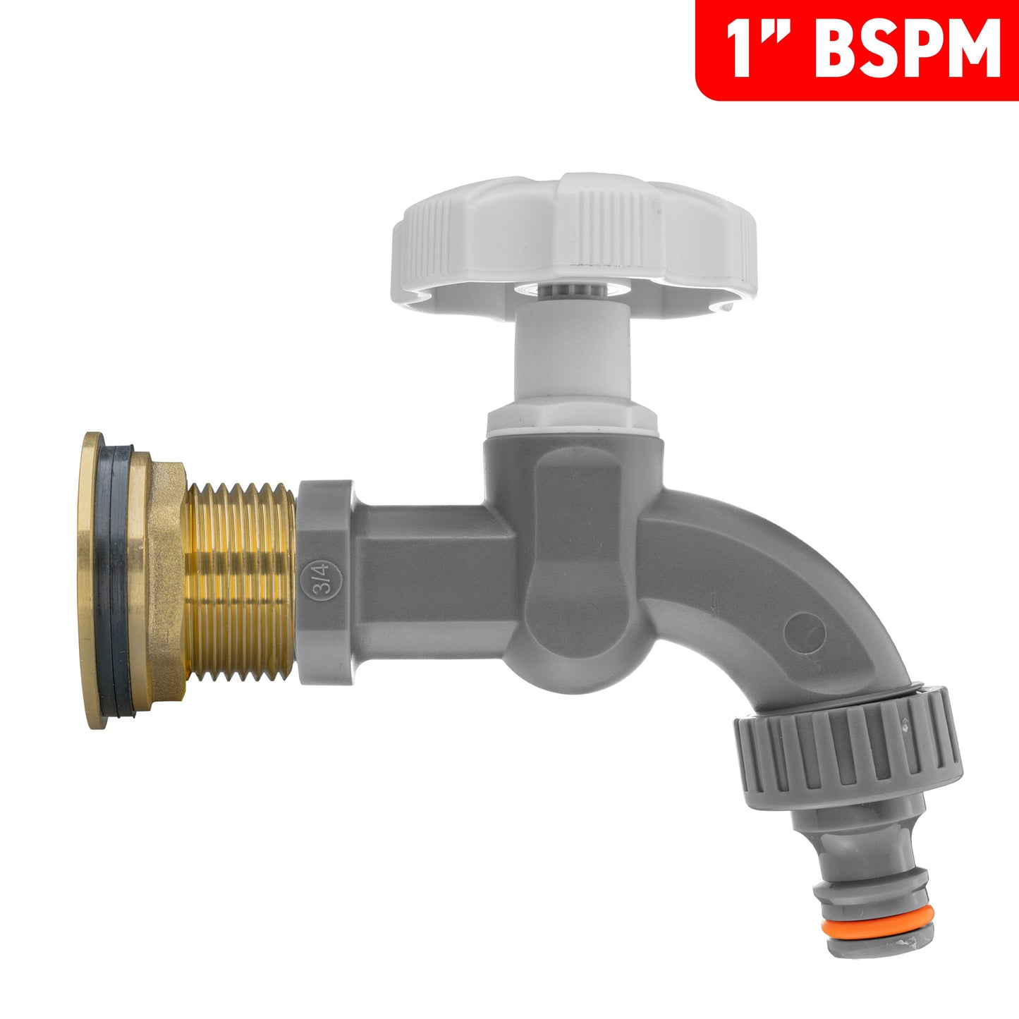 AP Supplies Water Butt Brass Kit 1" with Grey Dial Tap and Drill Bit
