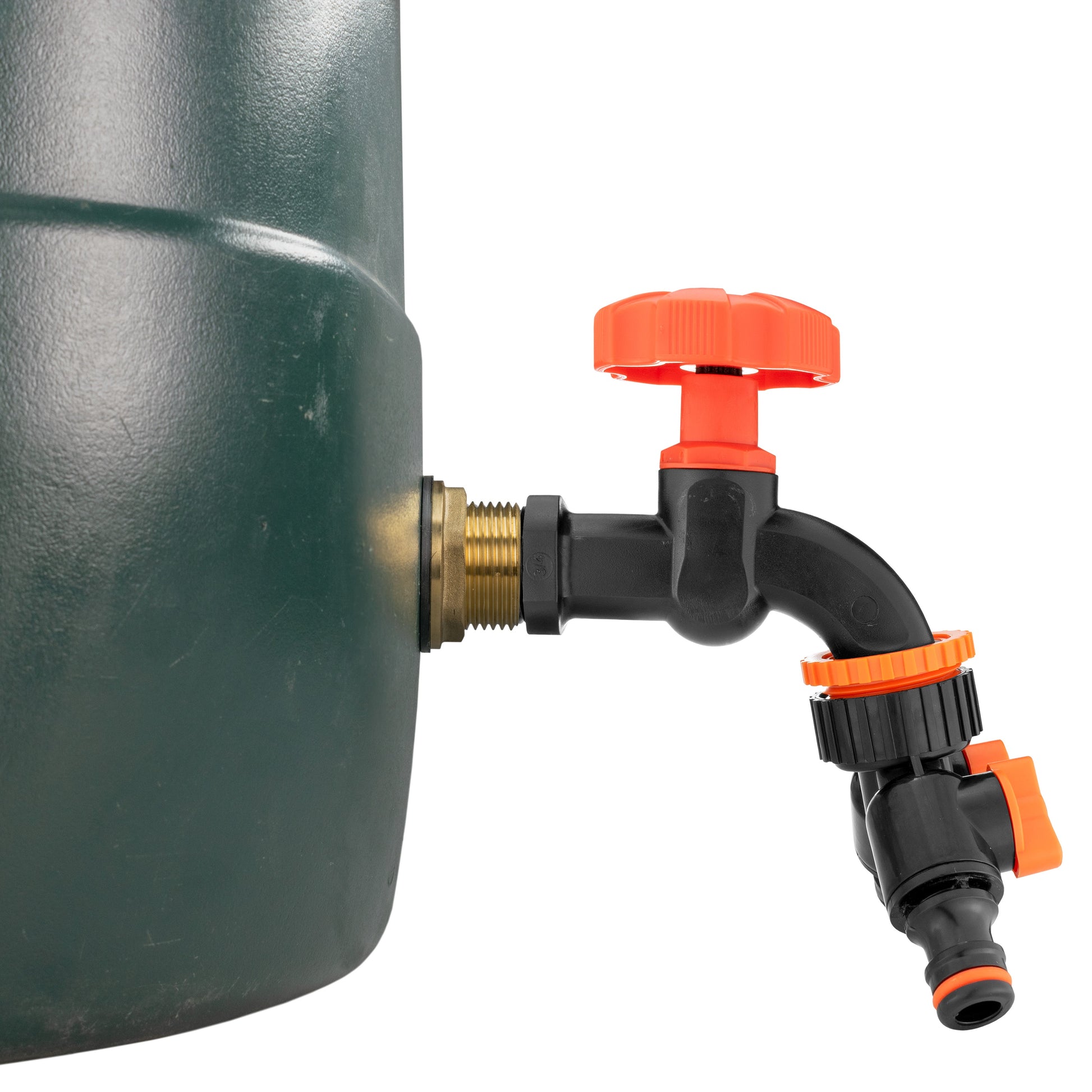 AP Supplies Water Butt Brass Kit 1" with Black Dial Tap + Two-Way Splitter and Drill Bit