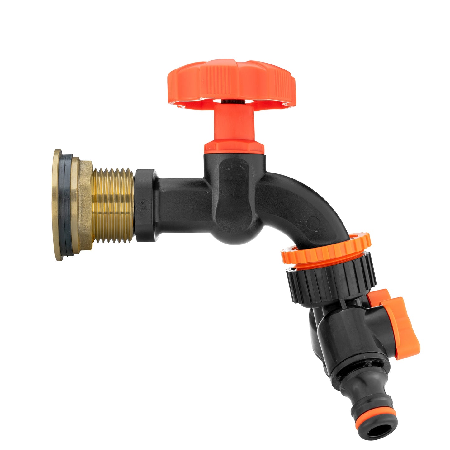 AP Supplies Water Butt Brass Kit 1" with Black Dial Tap + Two-Way Splitter and Drill Bit