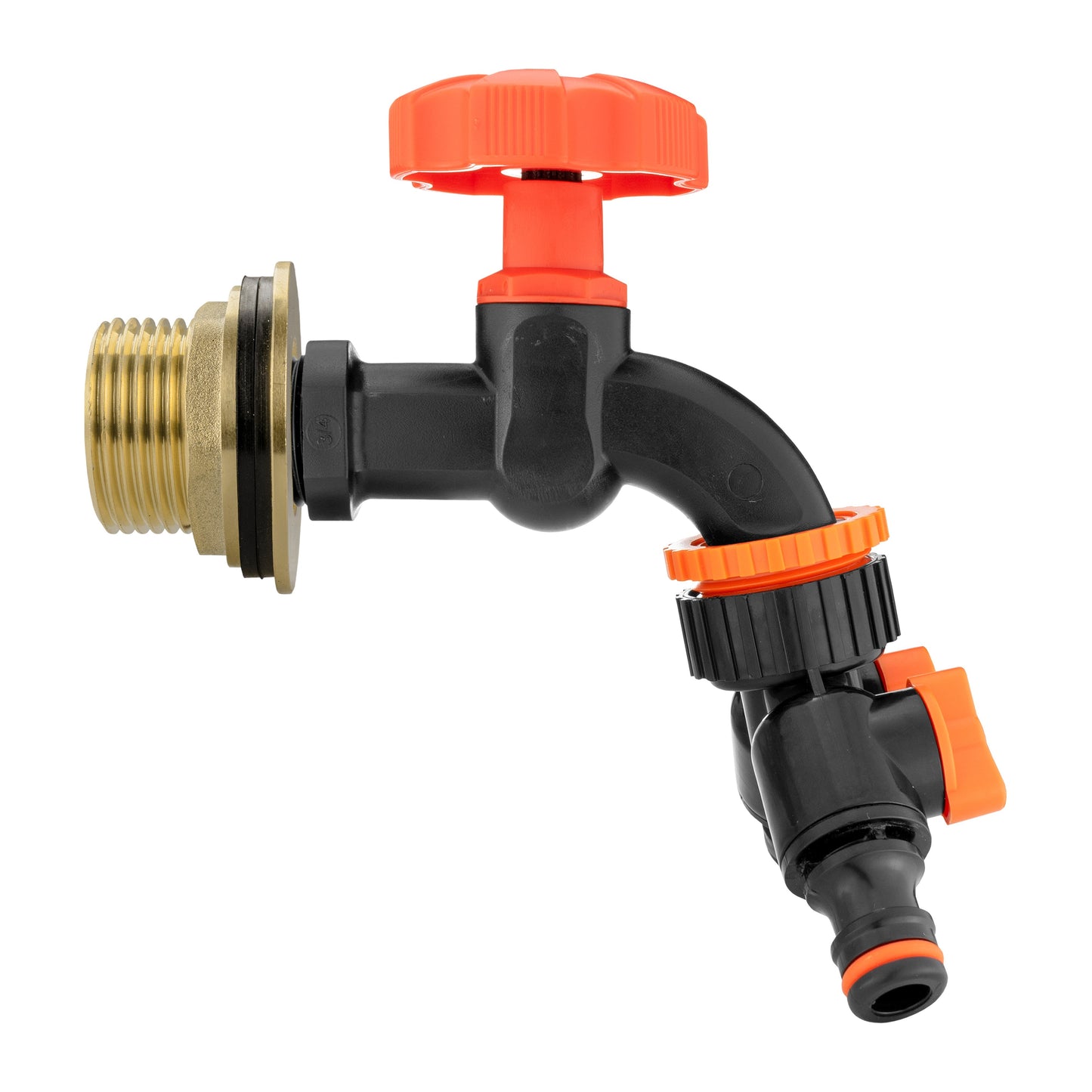 AP Supplies Water Butt Brass Kit 1" with Black Dial Tap + Two-Way Splitter and Drill Bit