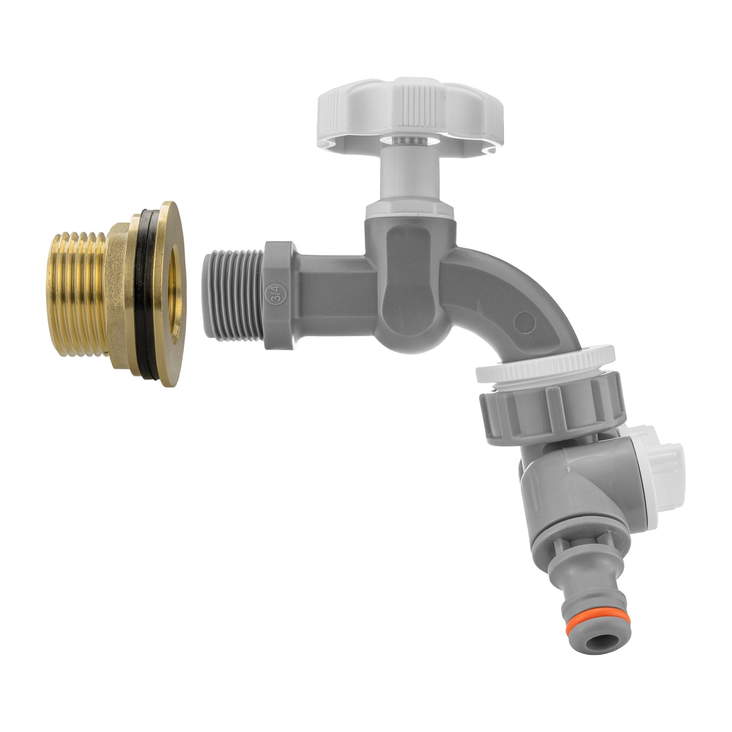 AP Supplies Water Butt Brass Kit 1" with Grey Dial Tap + Two-Way Splitter and Drill Bit