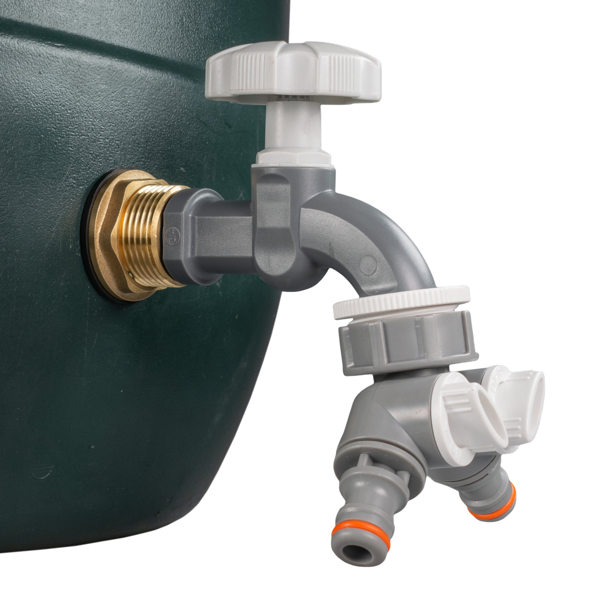 AP Supplies Water Butt Brass Kit 1" with Grey Dial Tap + Two-Way Splitter and Drill Bit