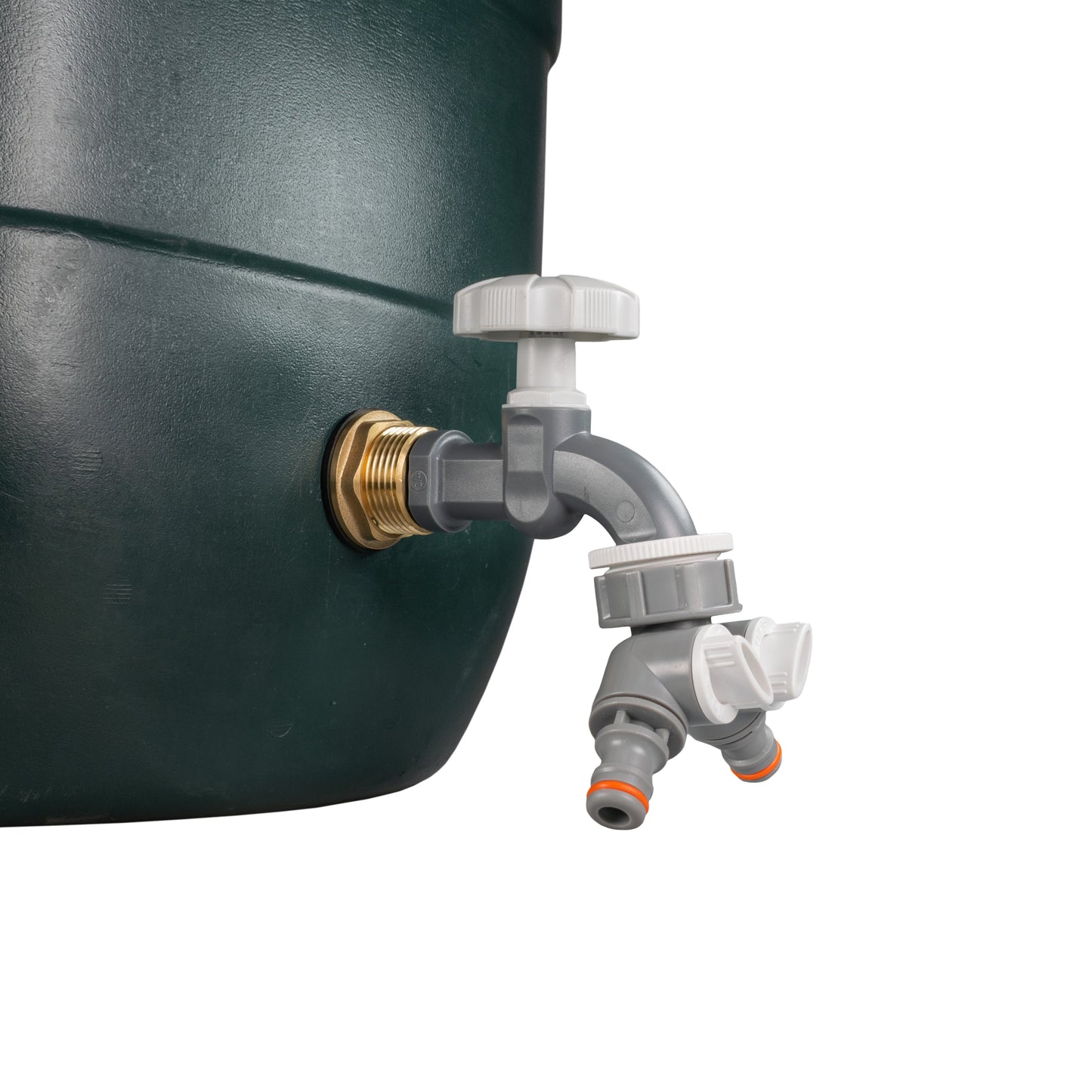AP Supplies Water Butt Brass Kit 1" with Grey Dial Tap + Two-Way Splitter and Drill Bit
