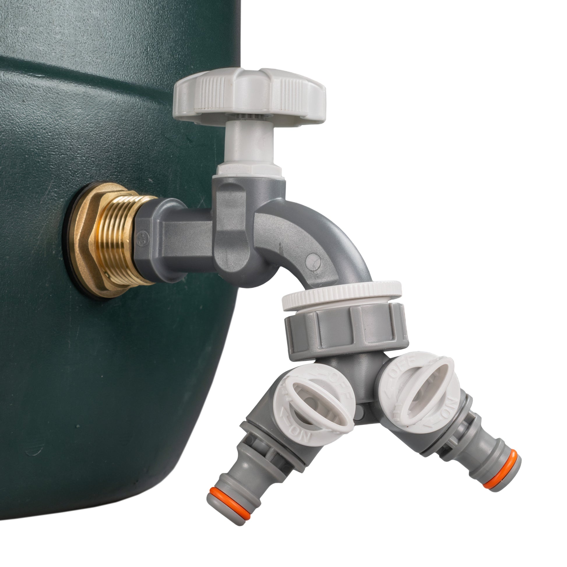 AP Supplies Water Butt Brass Kit 1" with Grey Dial Tap + Two-Way Splitter and Drill Bit