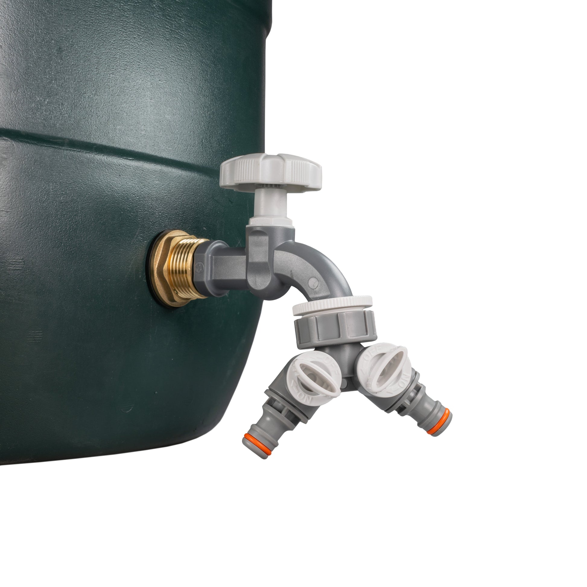 AP Supplies Water Butt Brass Kit 1" with Grey Dial Tap + Two-Way Splitter and Drill Bit