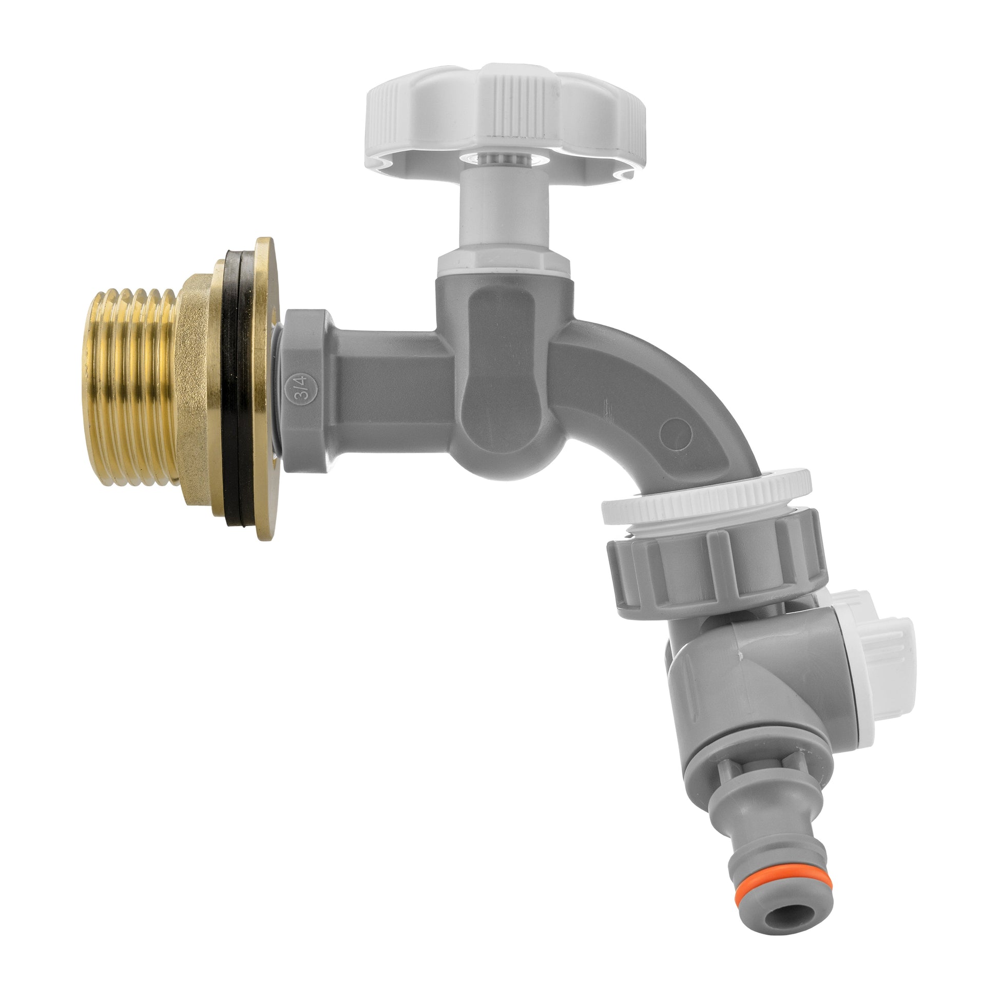 AP Supplies Water Butt Brass Kit 1" with Grey Dial Tap + Two-Way Splitter and Drill Bit