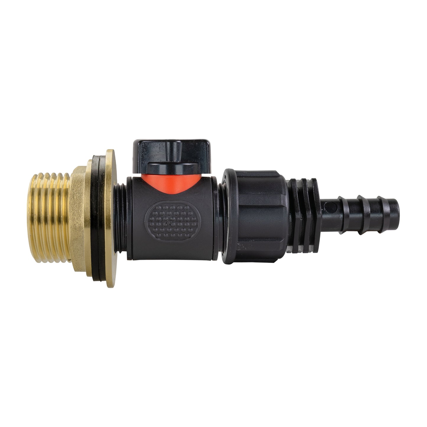 Water Butt Brass Kit 1in with In-Line Valve + 16mm Barb for Outdoor Watering Kit