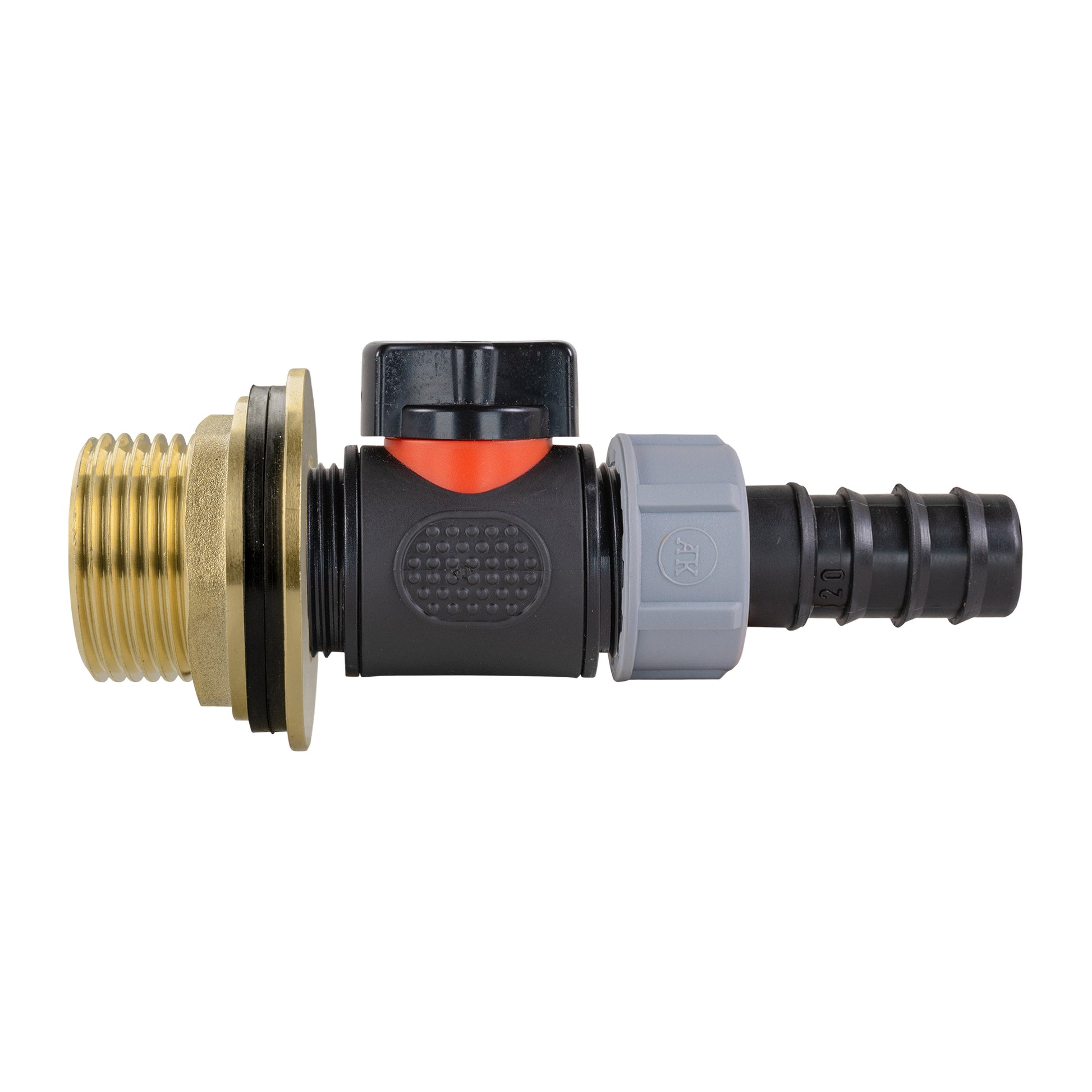 AP Supplies Water Butt Brass Kit 1" with In-Line Valve + 20mm Barb and Drill Bit