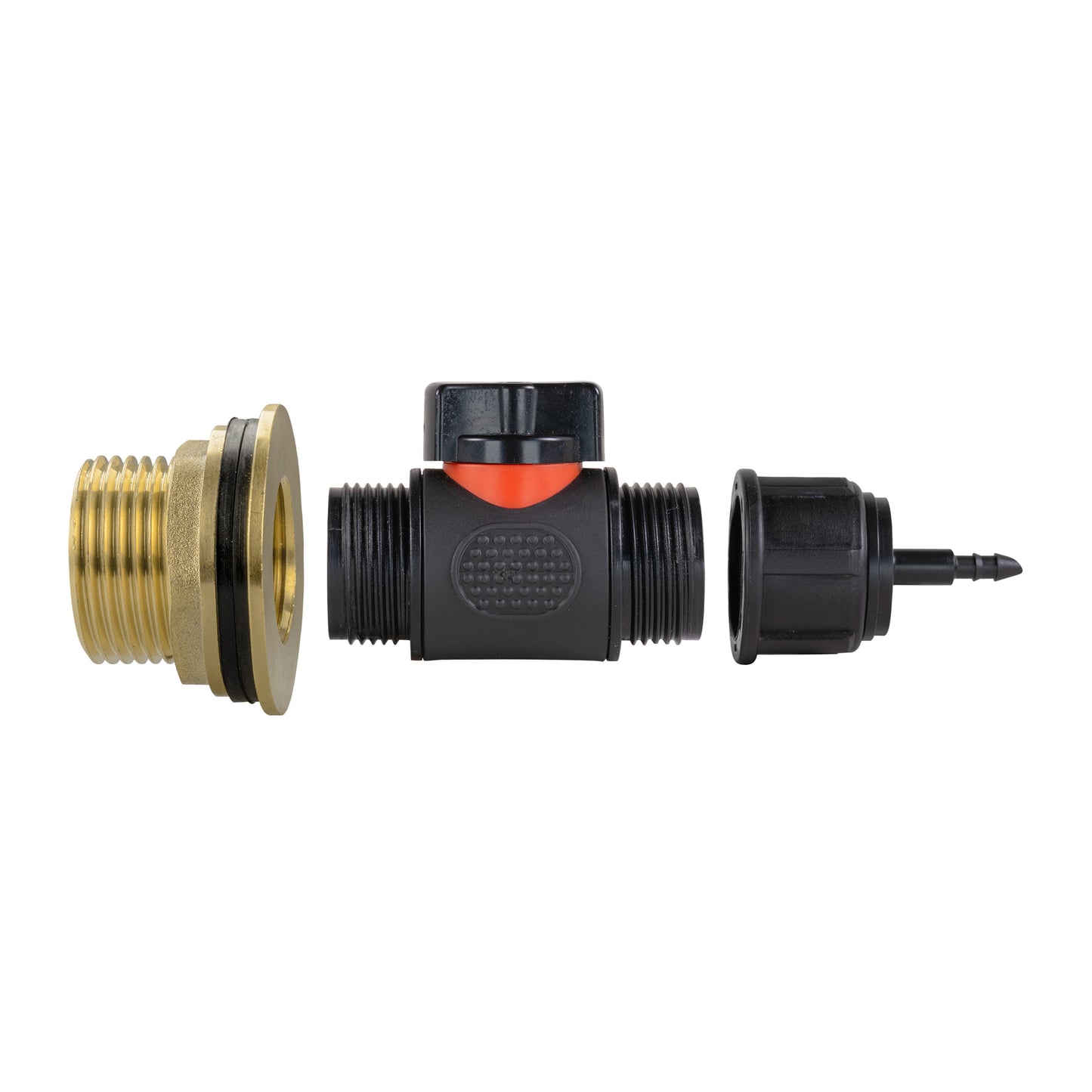 AP Supplies Water Butt Brass Kit 1" with In-Line Valve + 4mm Barb and Drill Bit
