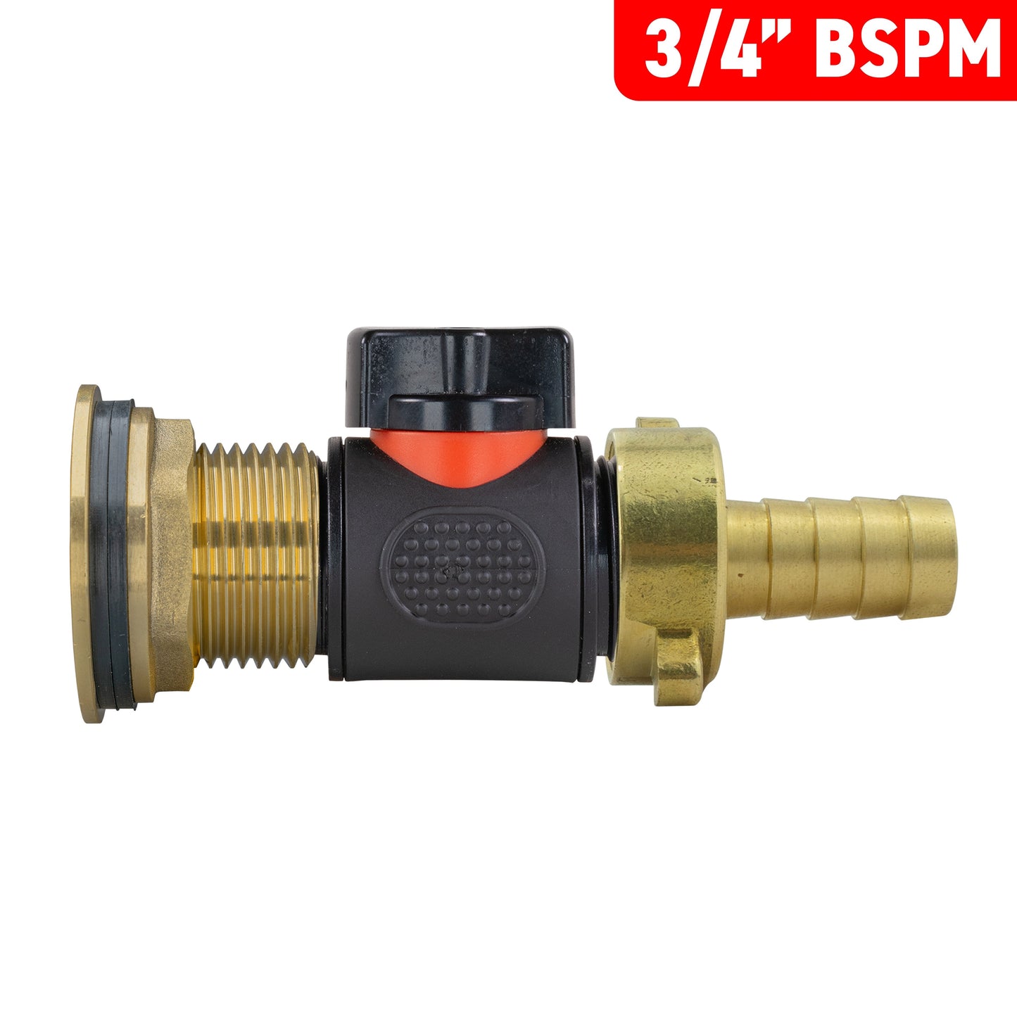 Water Butt Brass Kit 1in with In-Line Valve + 1/2in Brass Barb Hose Pipe Fitting