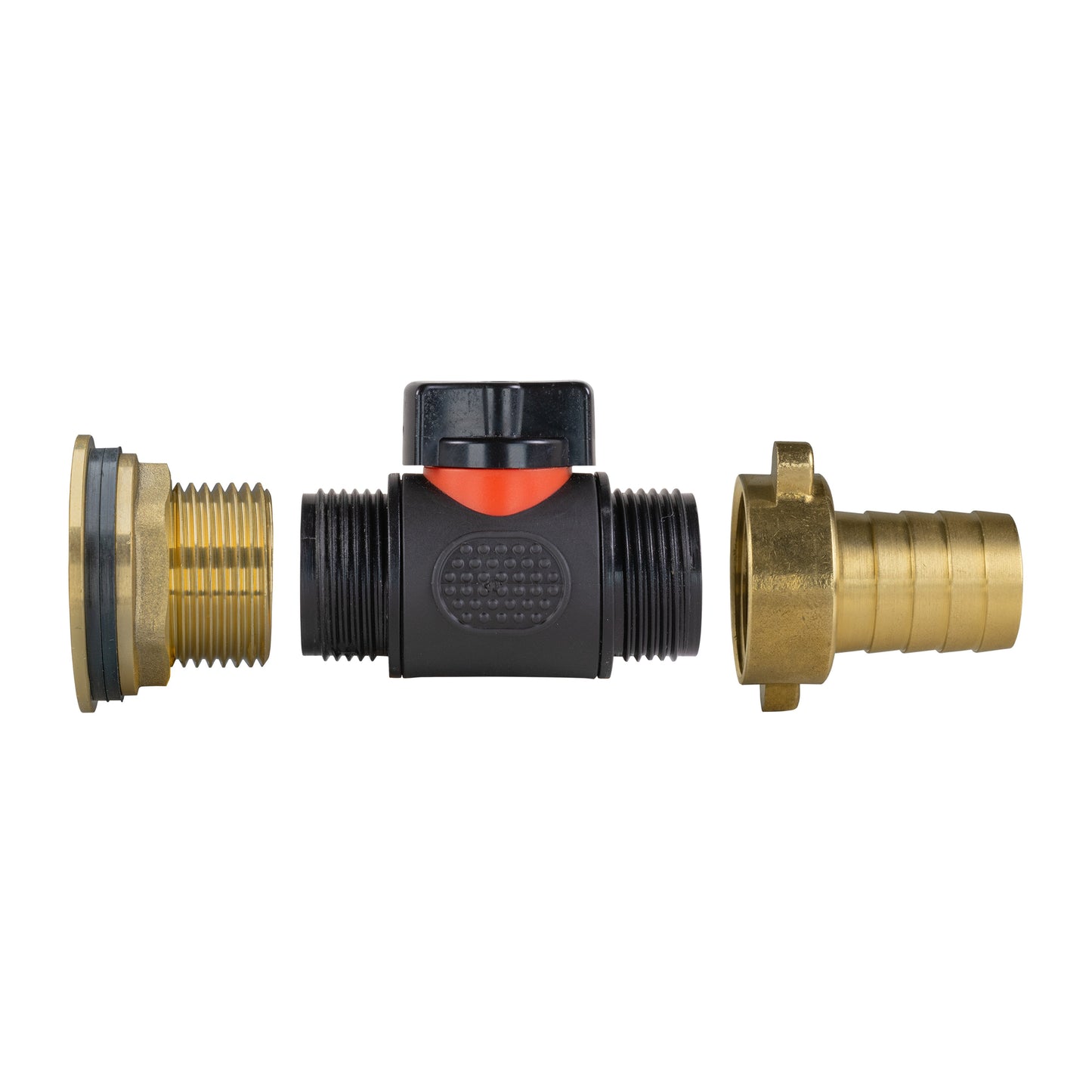 AP Supplies Water Butt Brass Kit 1" with In-Line Valve + 3/4" Brass Barb and Drill Bit