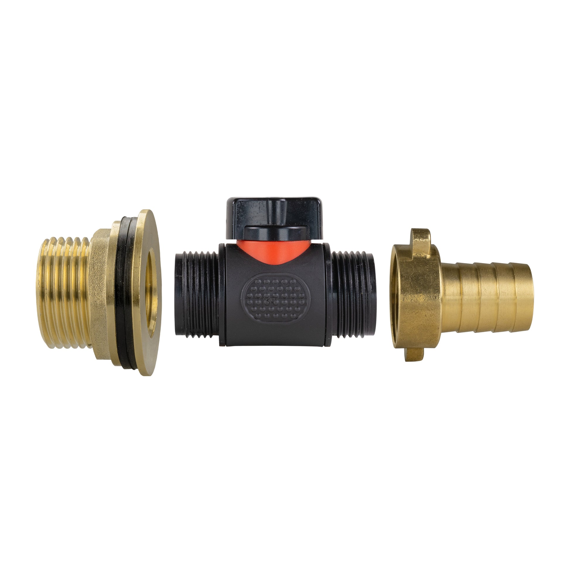AP Supplies Water Butt Brass Kit 1" with In-Line Valve + 3/4" Brass Barb and Drill Bit