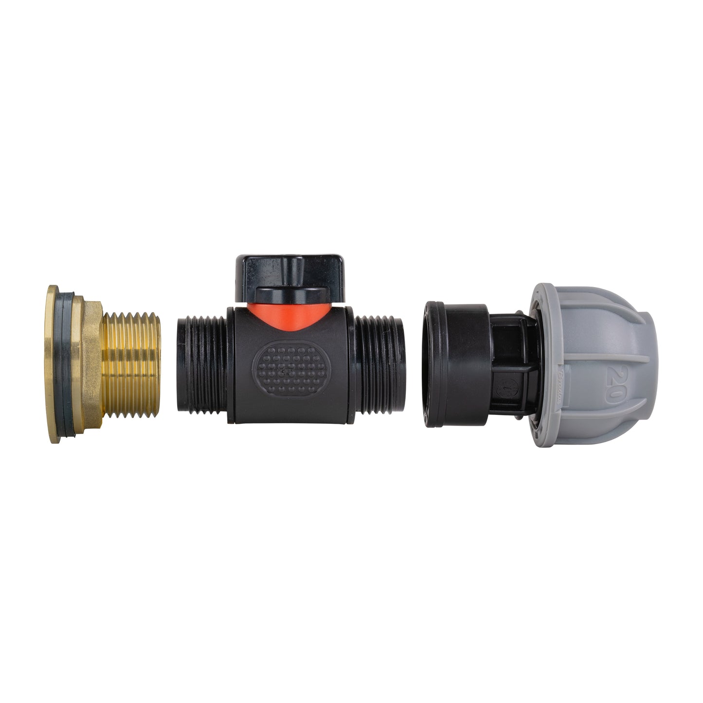 AP Supplies Water Butt Brass Kit 1" with In-Line Valve + 20mm MDPE and Drill Bit