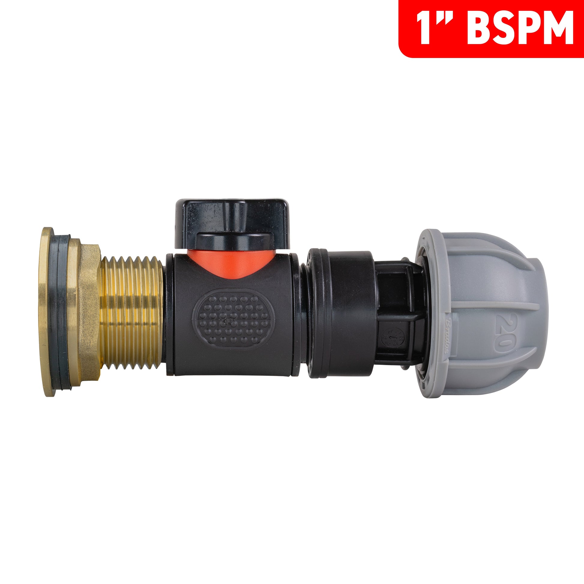 AP Supplies Water Butt Brass Kit 1" with In-Line Valve + 20mm MDPE and Drill Bit