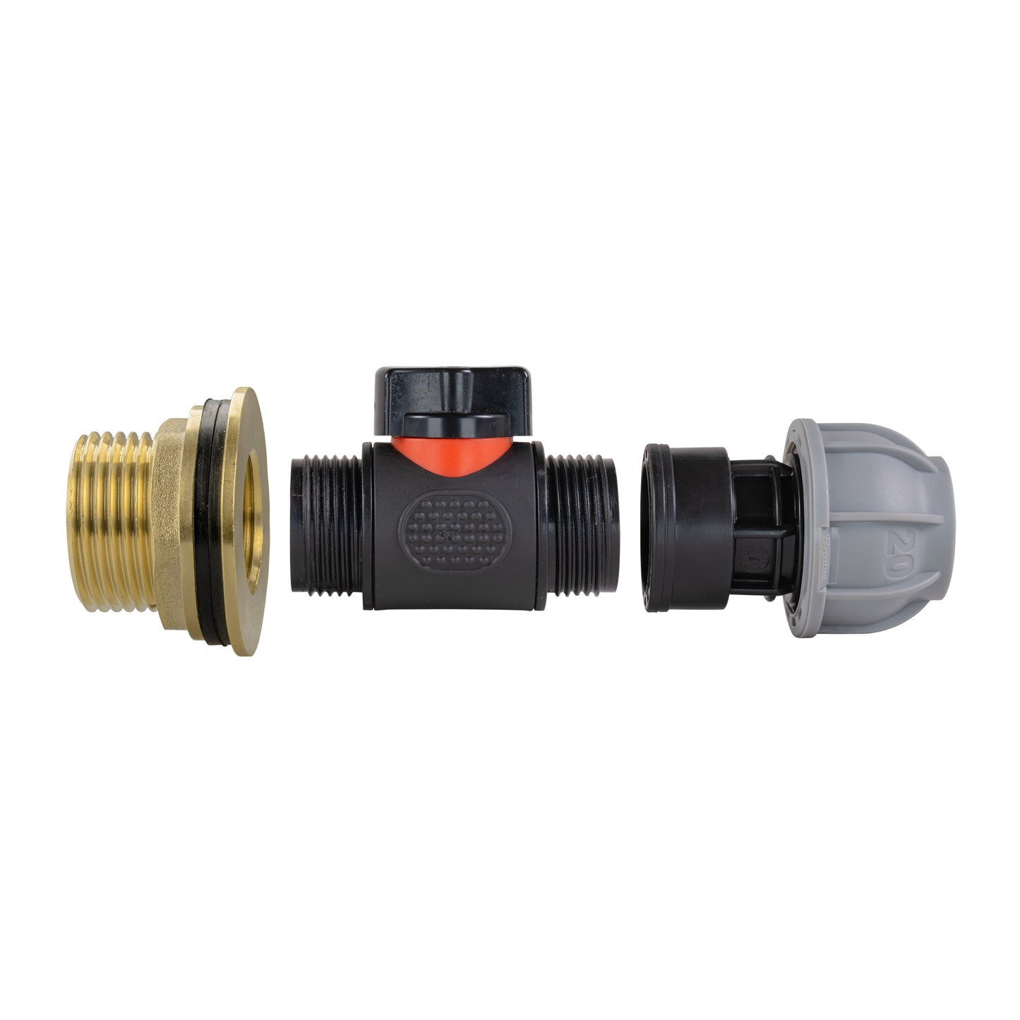 AP Supplies Water Butt Brass Kit 1" with In-Line Valve + 20mm MDPE and Drill Bit